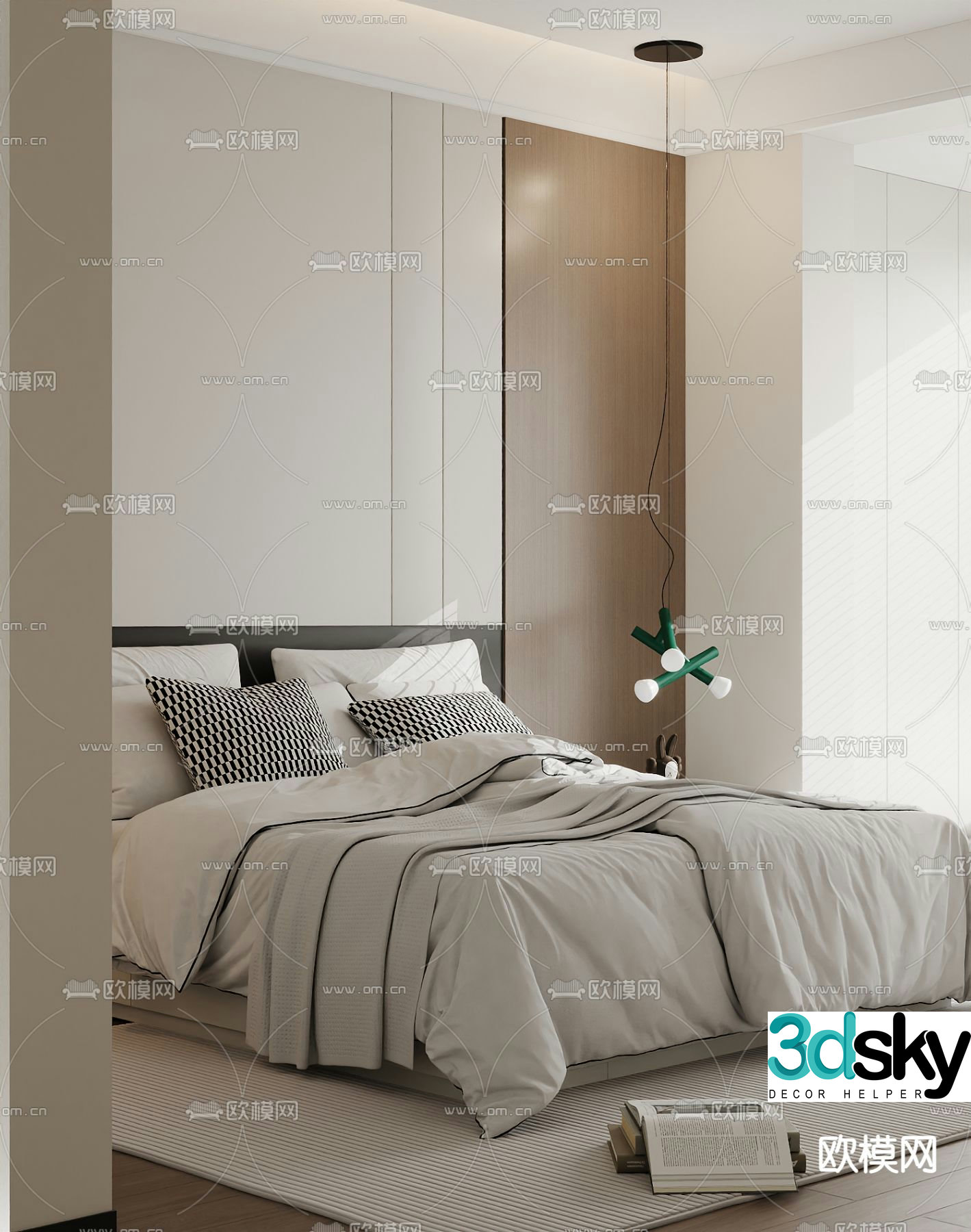 Modern double bed 3d model