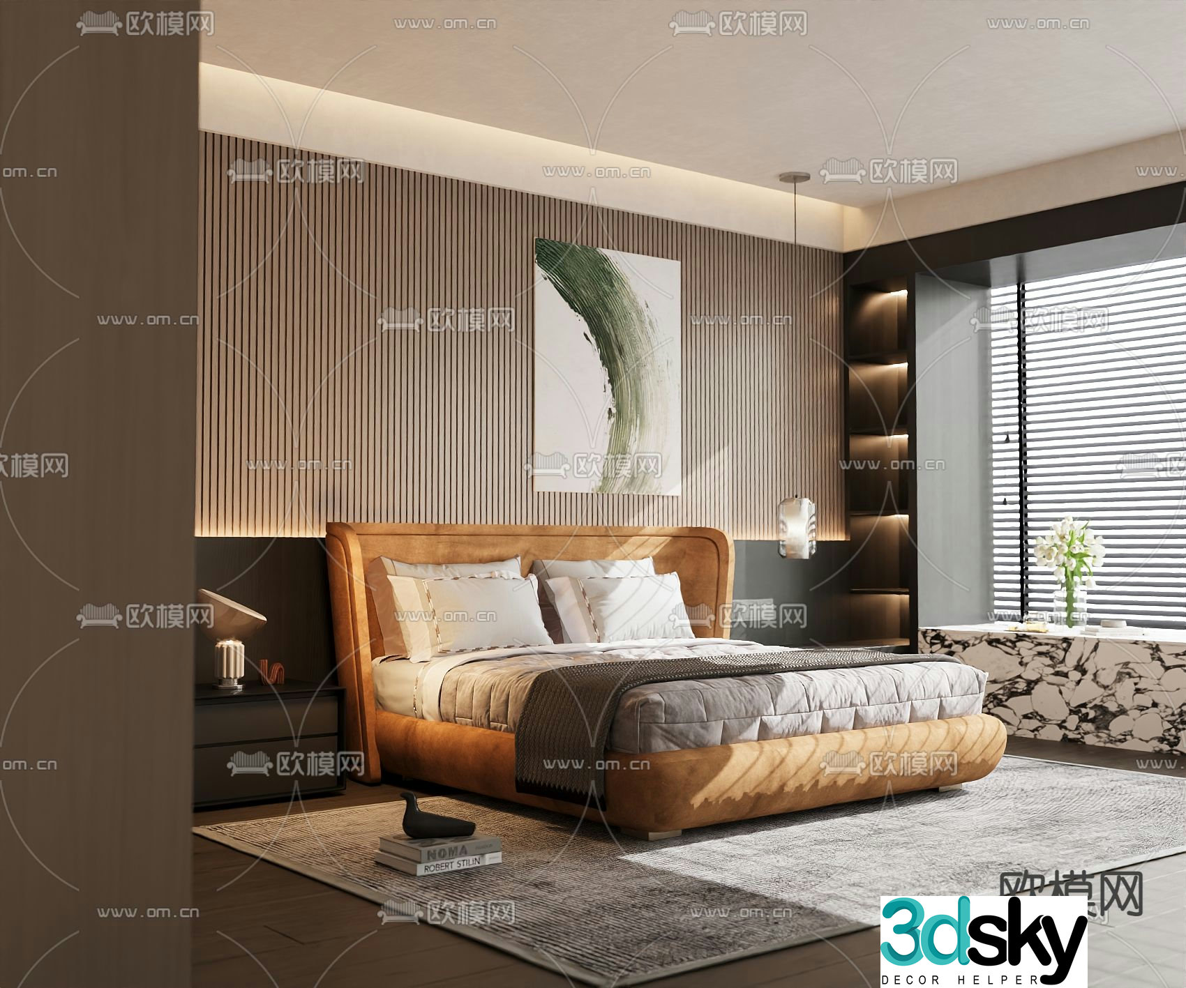 Italian double bed 3d model