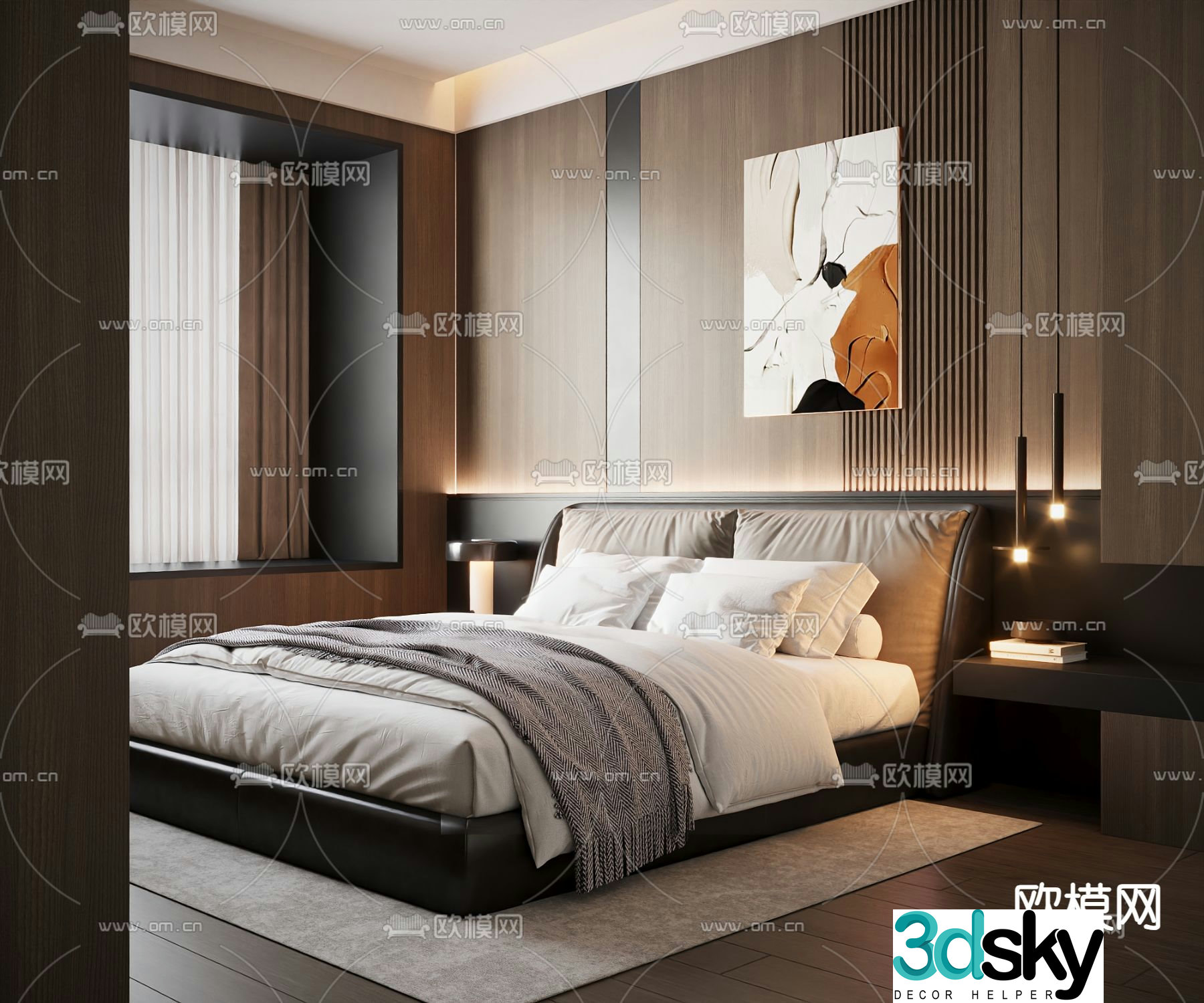Italian double bed 3d model
