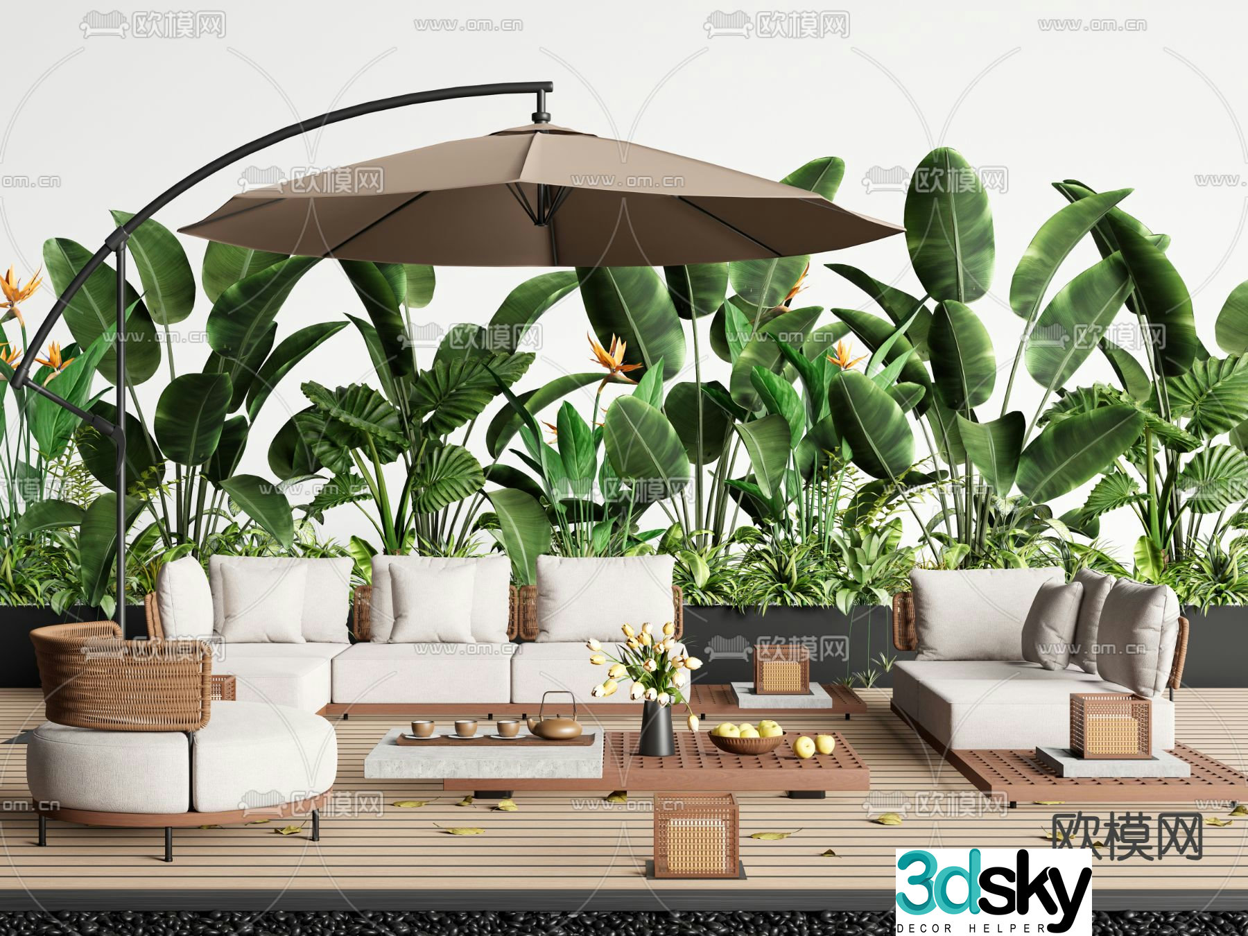 Outdoor sofa modular sofa 3d model