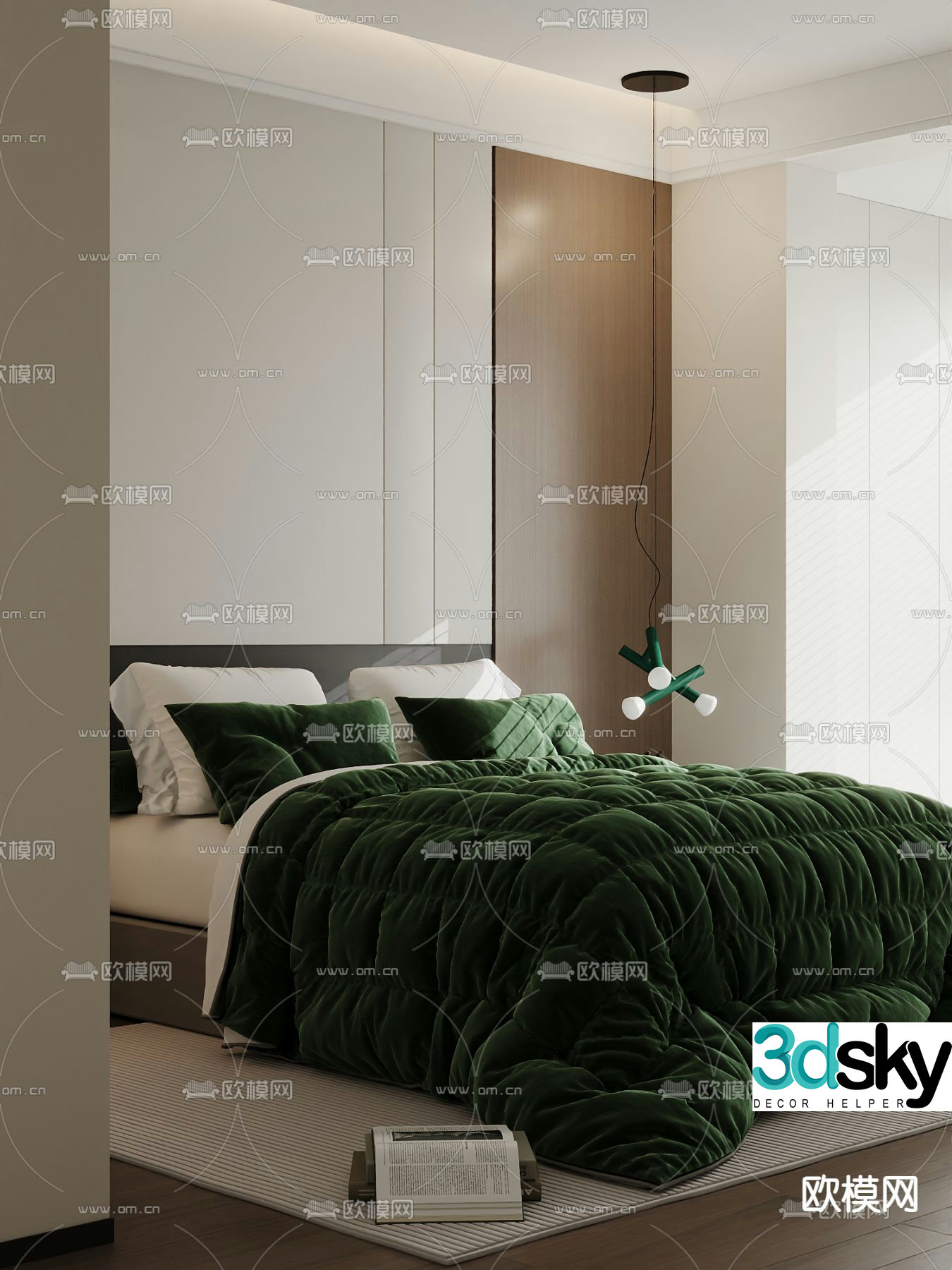Italian double bed 3d model
