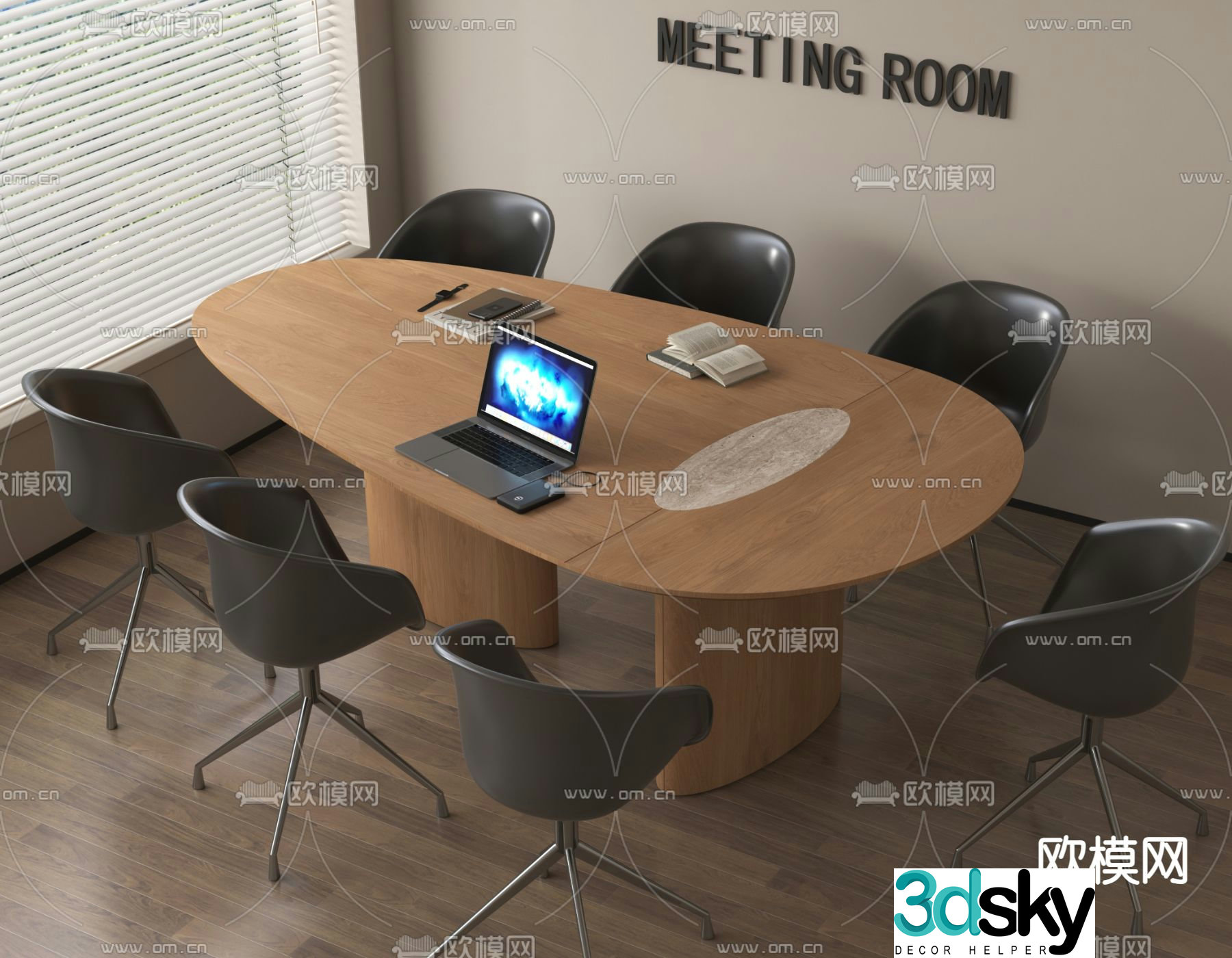 Modern conference table and chair office desk and chair 3d model