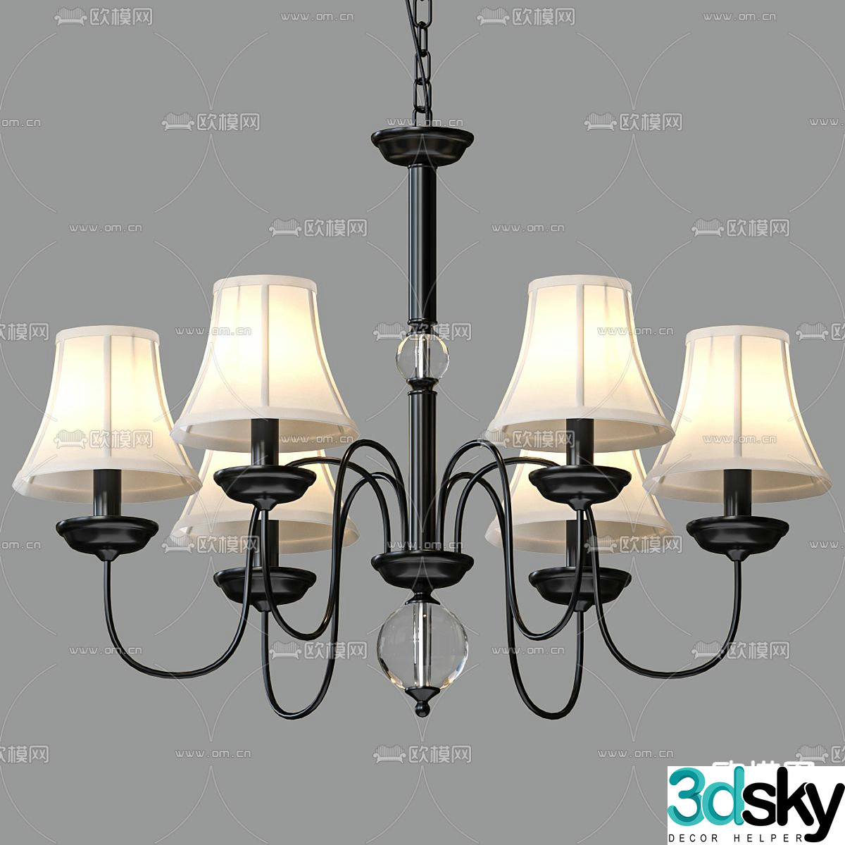 Simple European chandelier multi-head chandelier 3D model