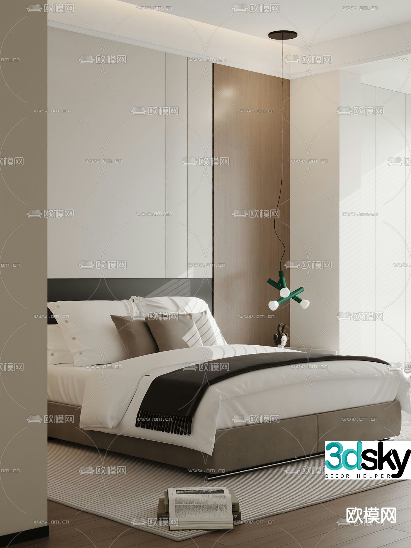 Modern double bed 3d model