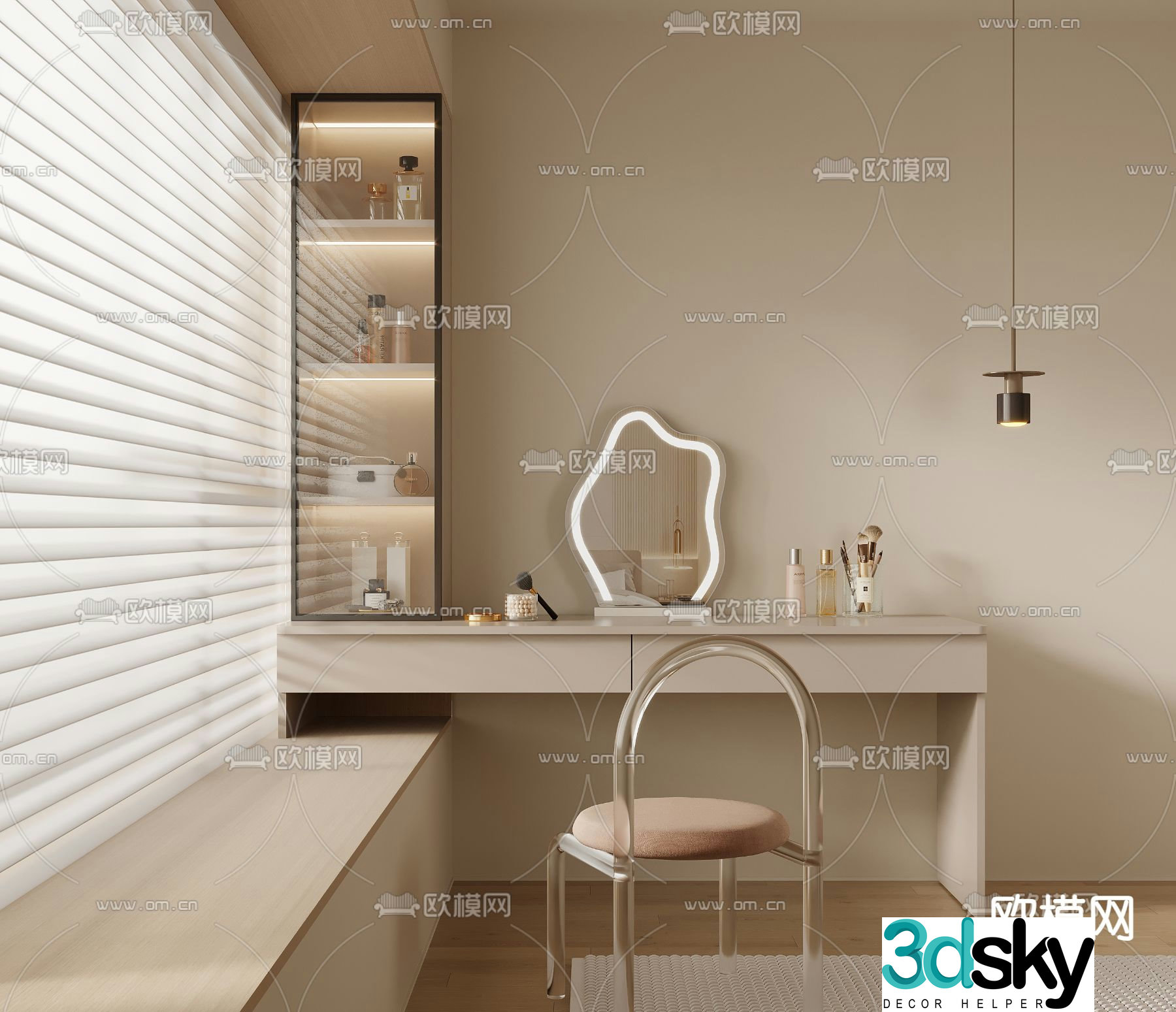Cream style dresser 3d model