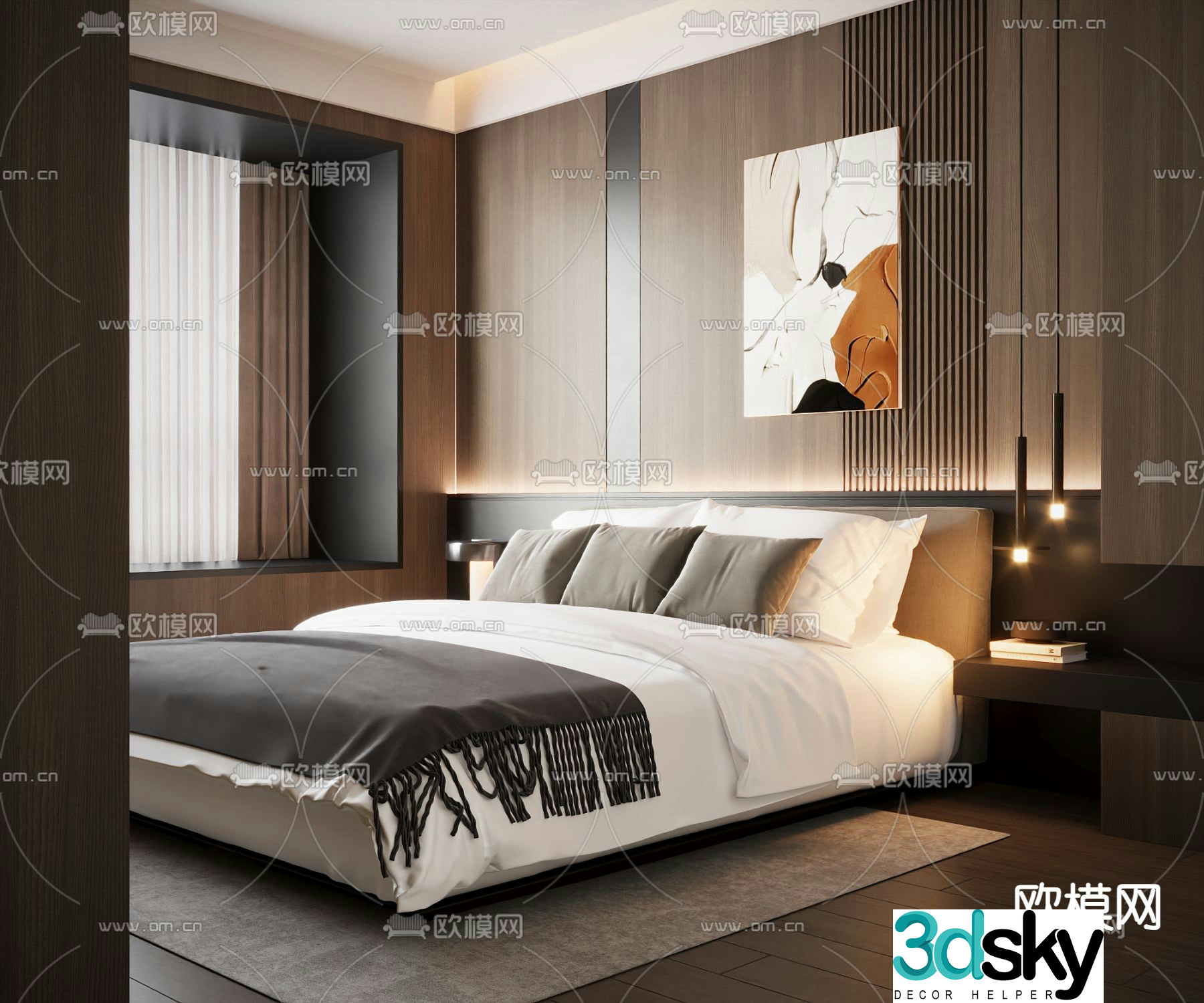 Italian double bed 3d model