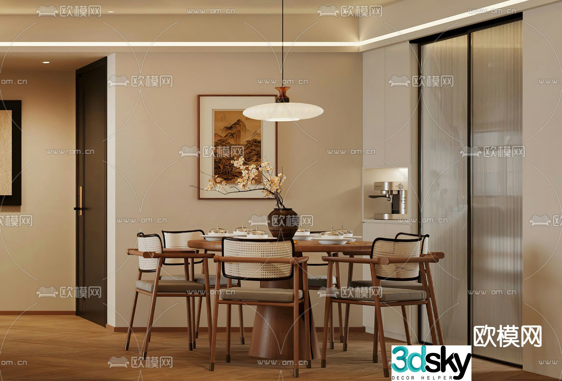 Medieval style round dining table 3D model