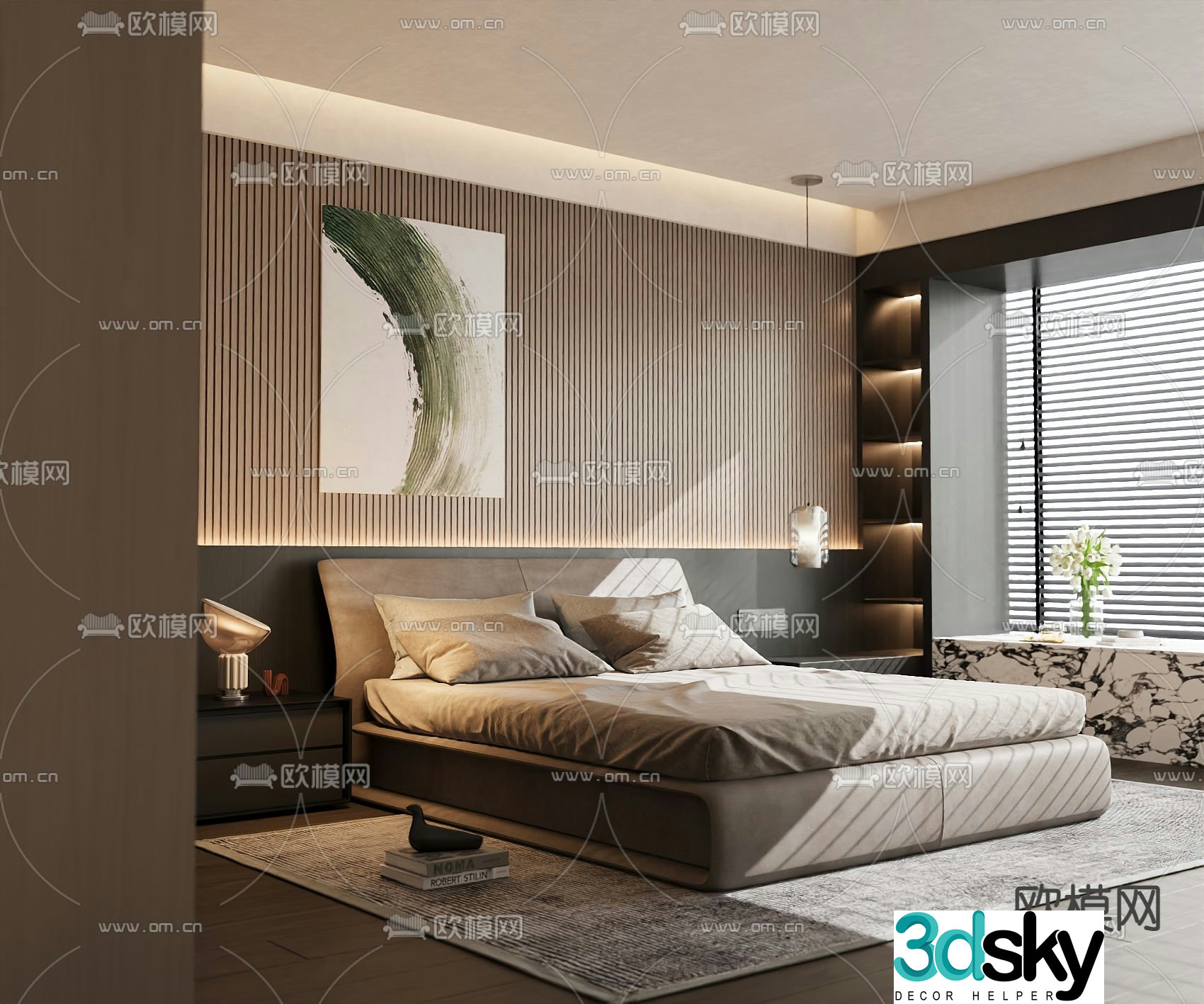 Italian double bed 3d model