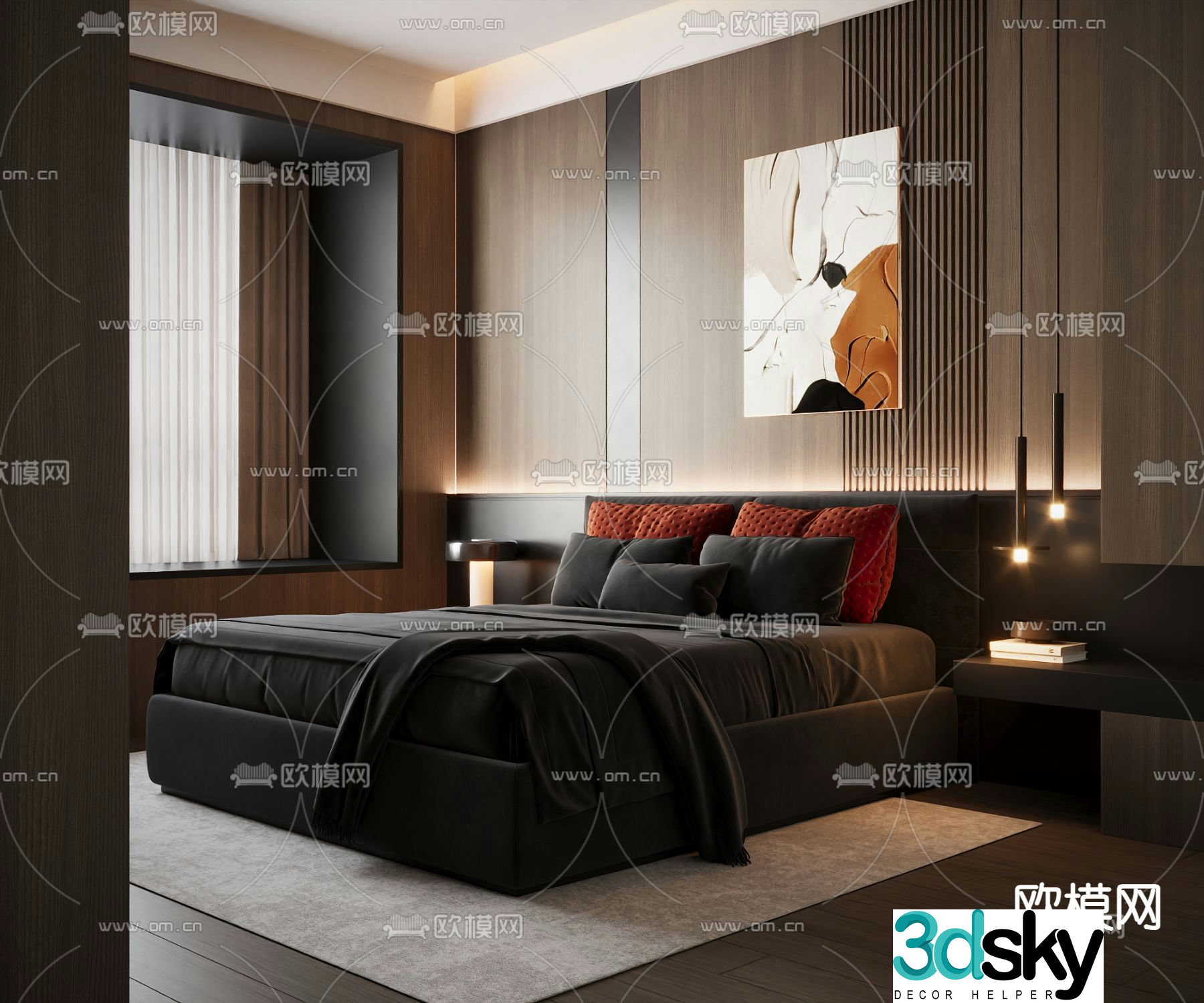 Italian double bed 3d model