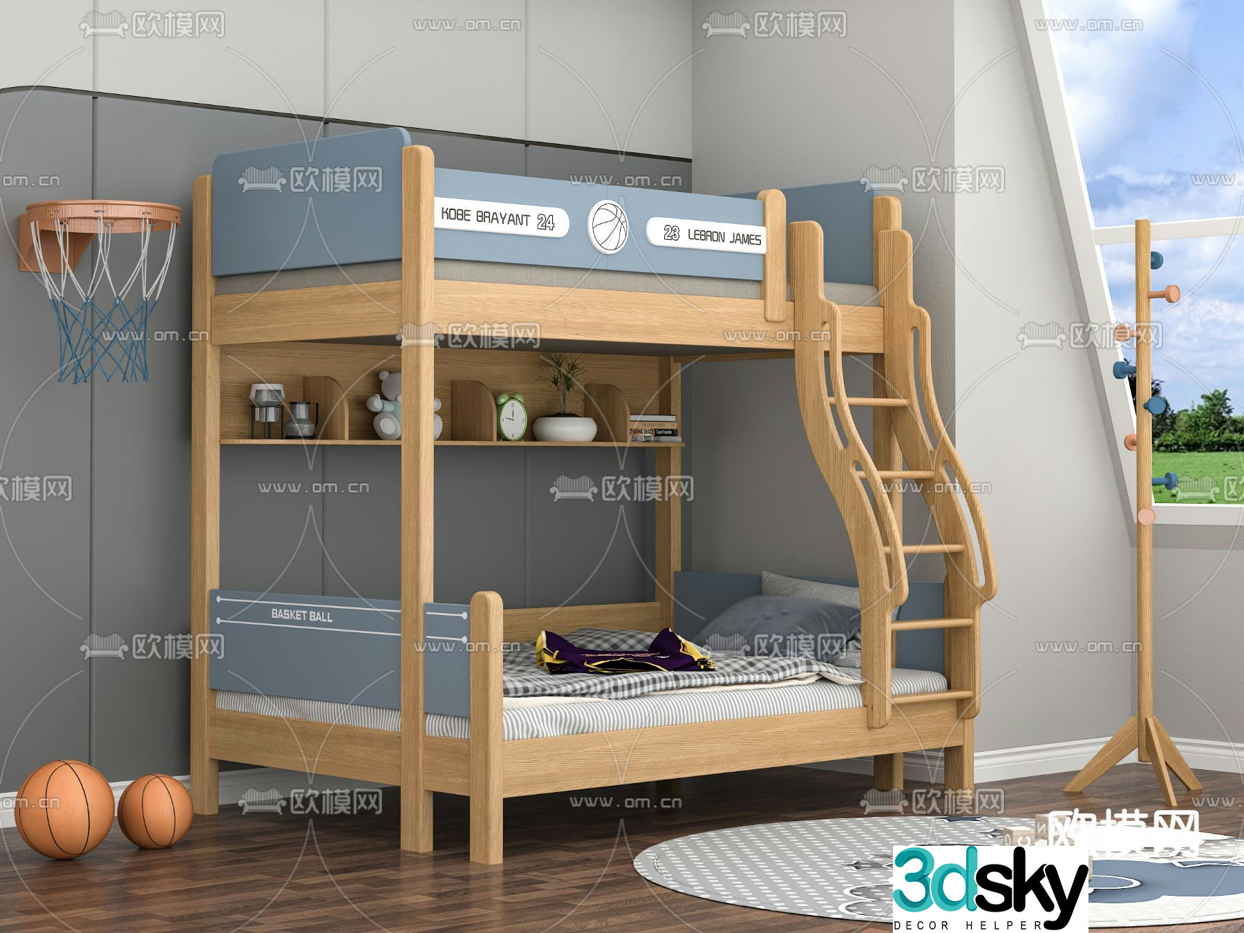 Nordic children’s bed bunk bed 3d model