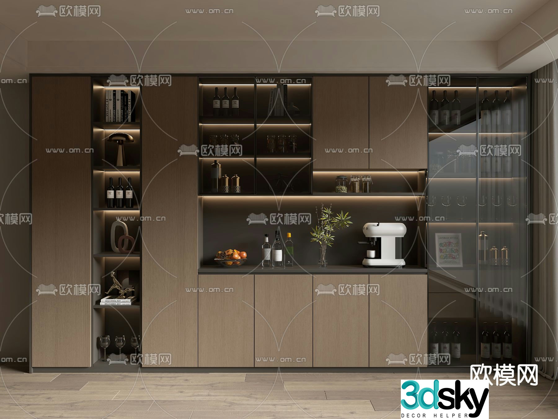 Modern wine cabinet sideboard 3d model