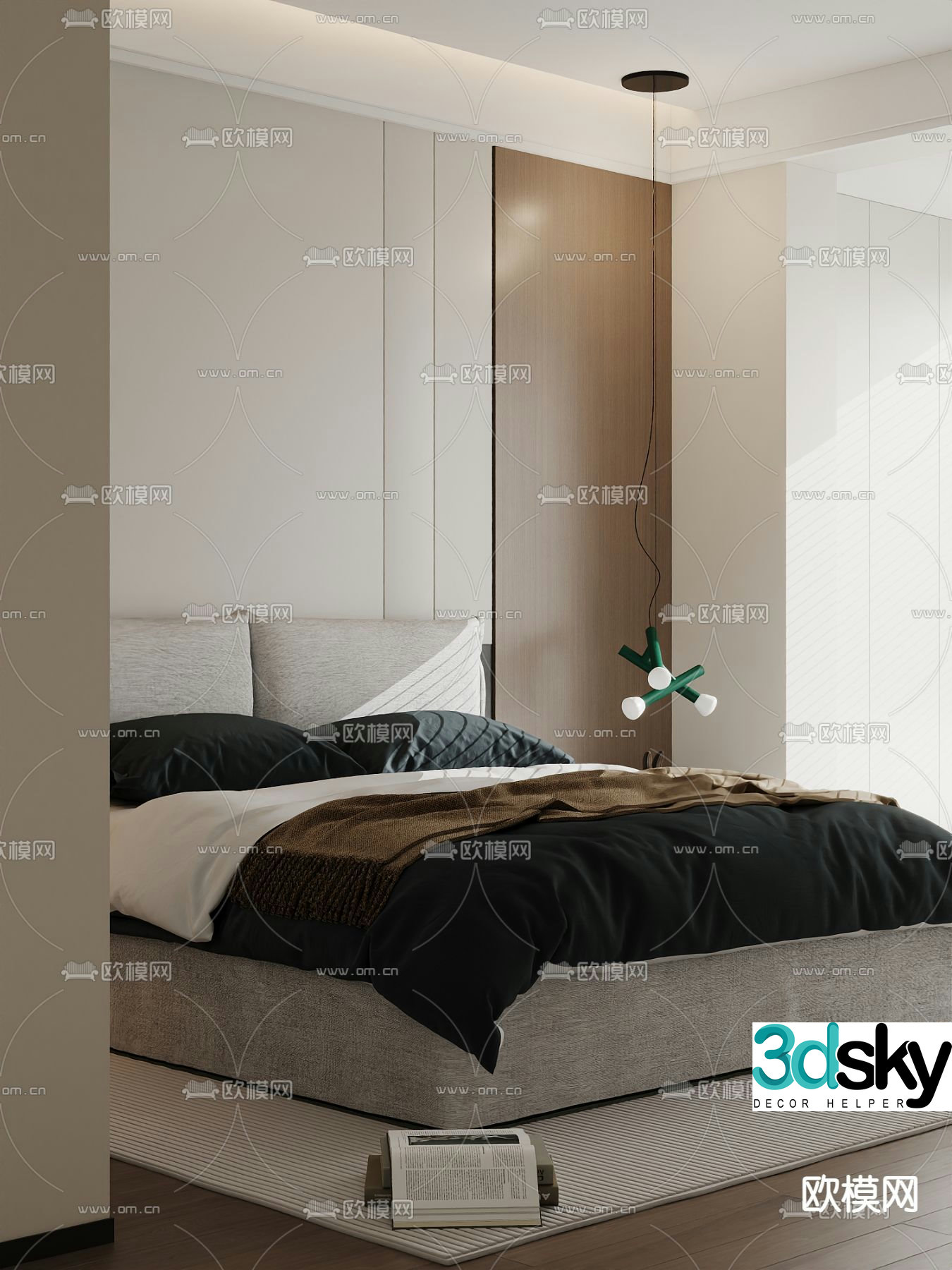Modern double bed 3d model