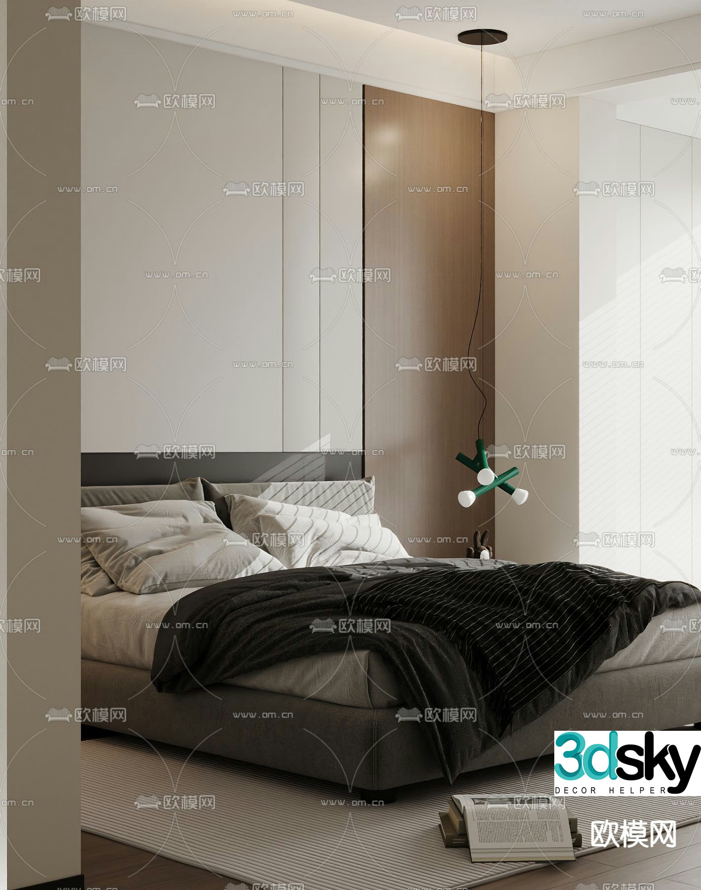 Modern double bed 3d model