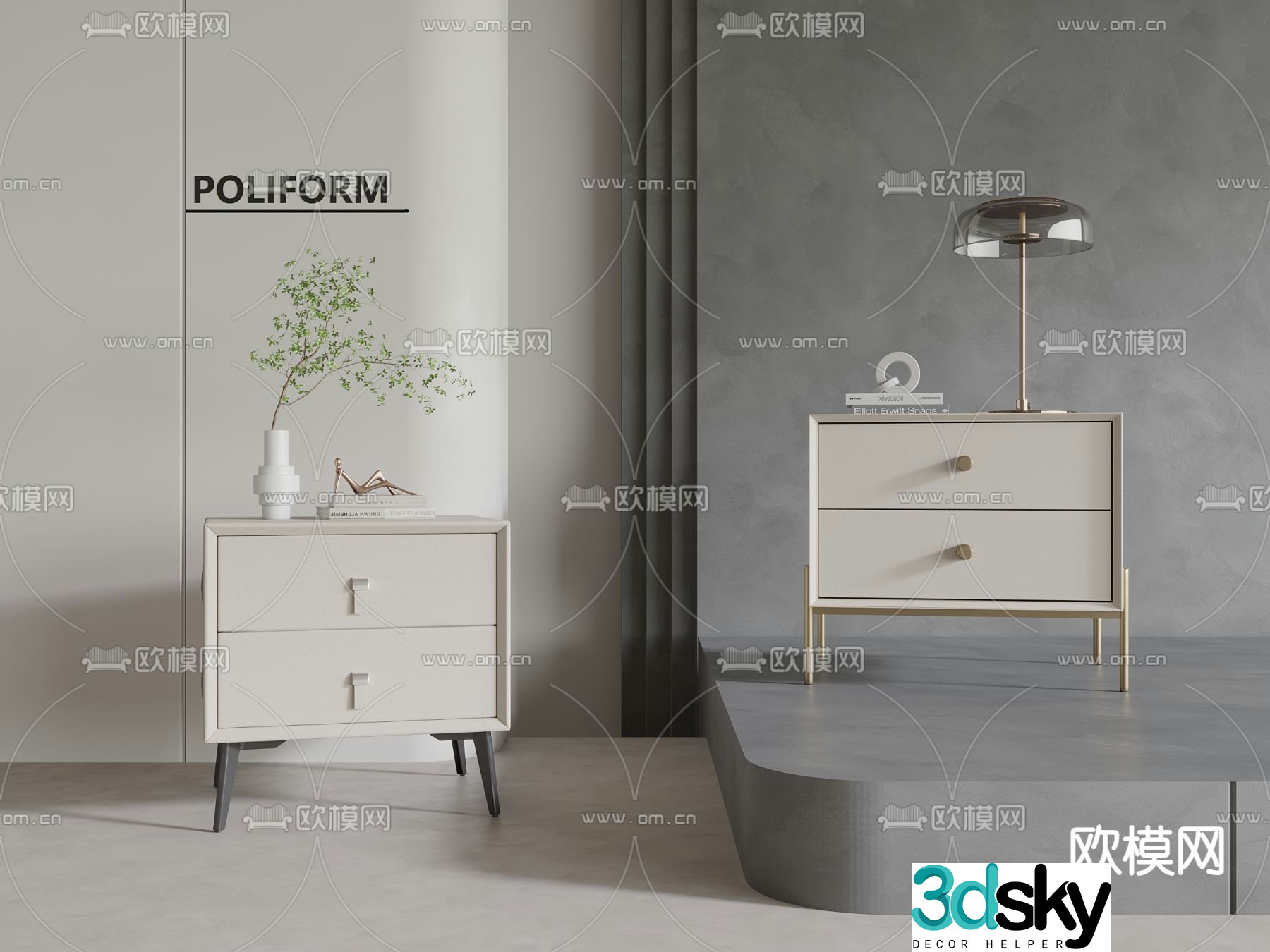 Modern bedside table 3d model