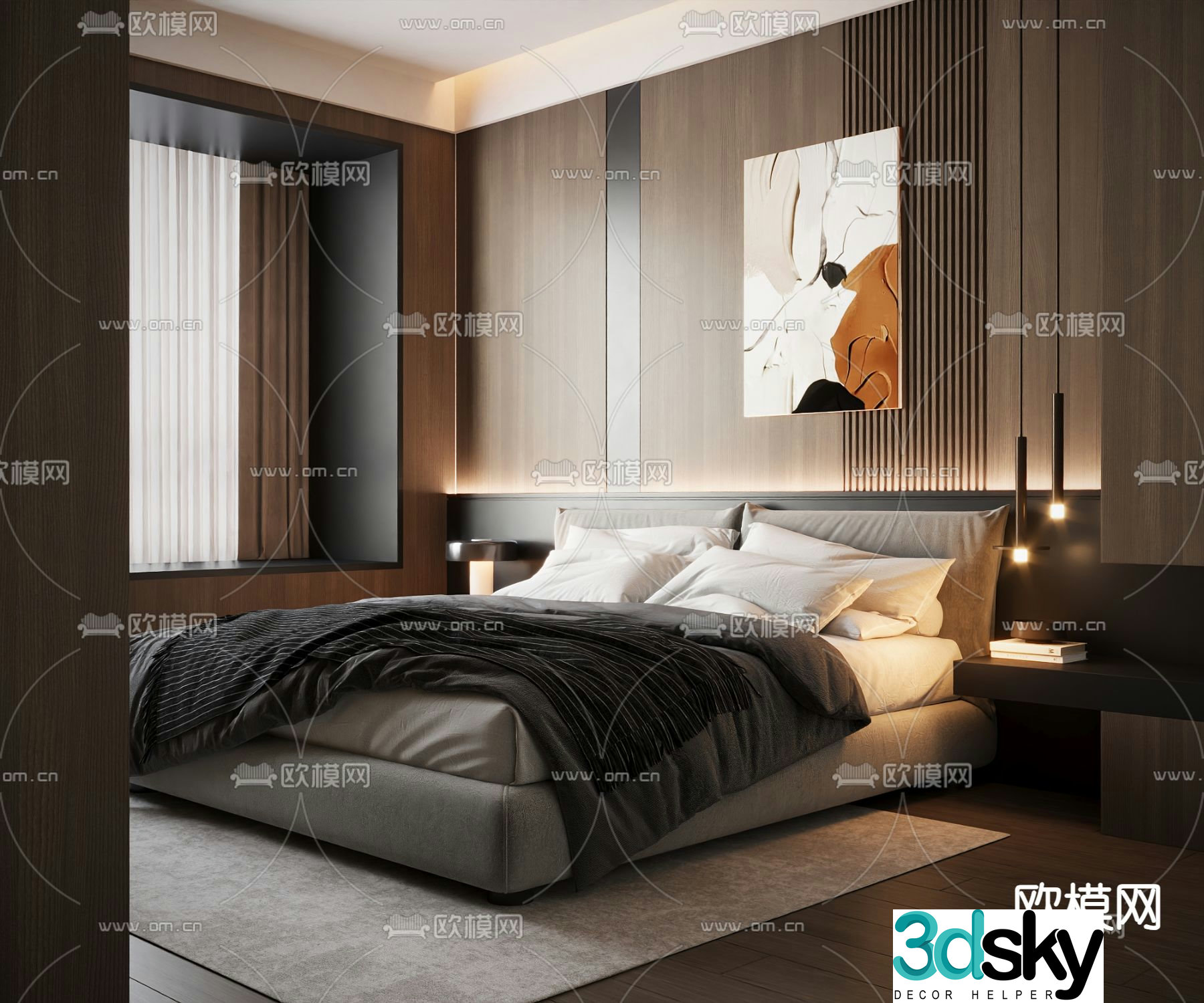 Italian double bed 3d model