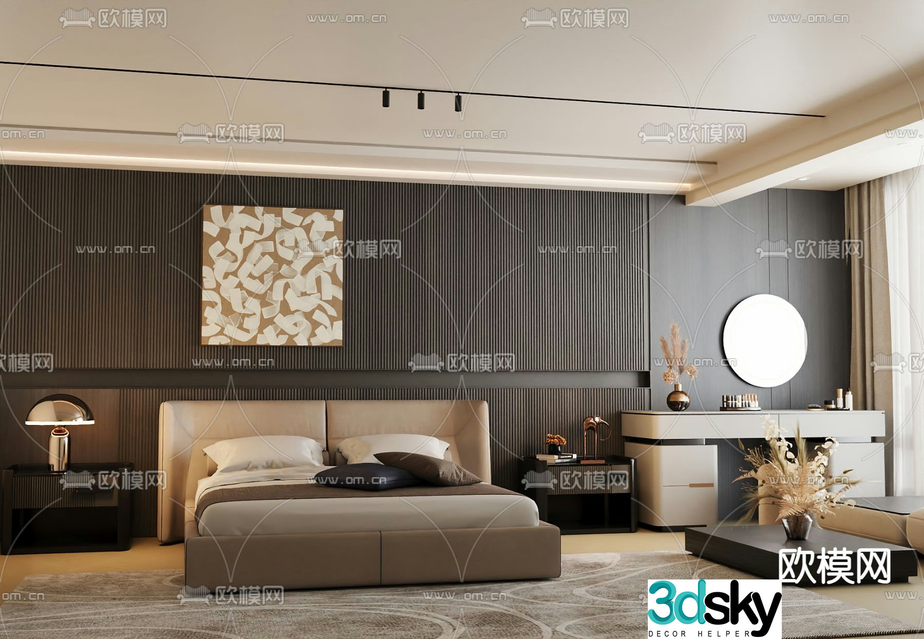 Italian double bed 3d model