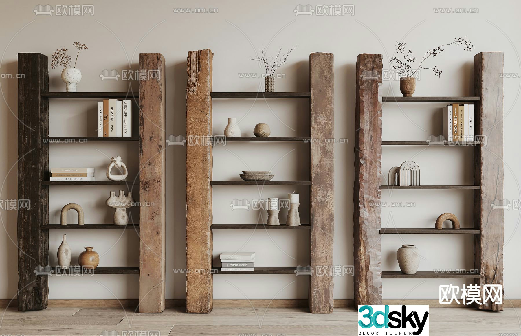Wabi Sai Shelf Decorative Shelf Bookshelf 3D Model