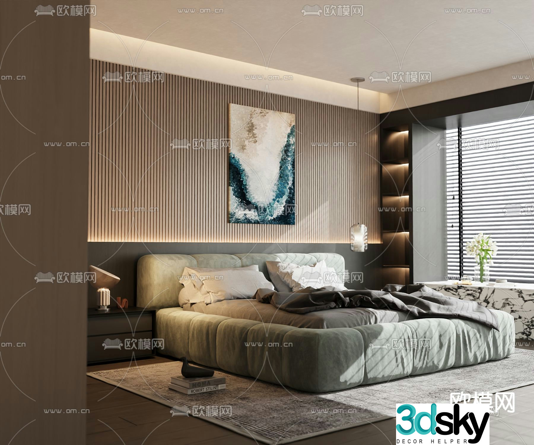 Modern double bed 3d model