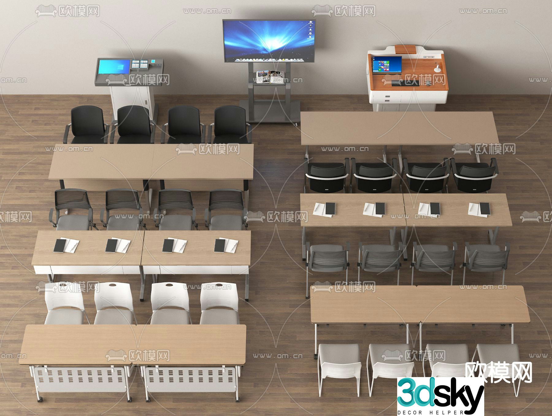 Modern conference table and chair office desk and chair 3d model