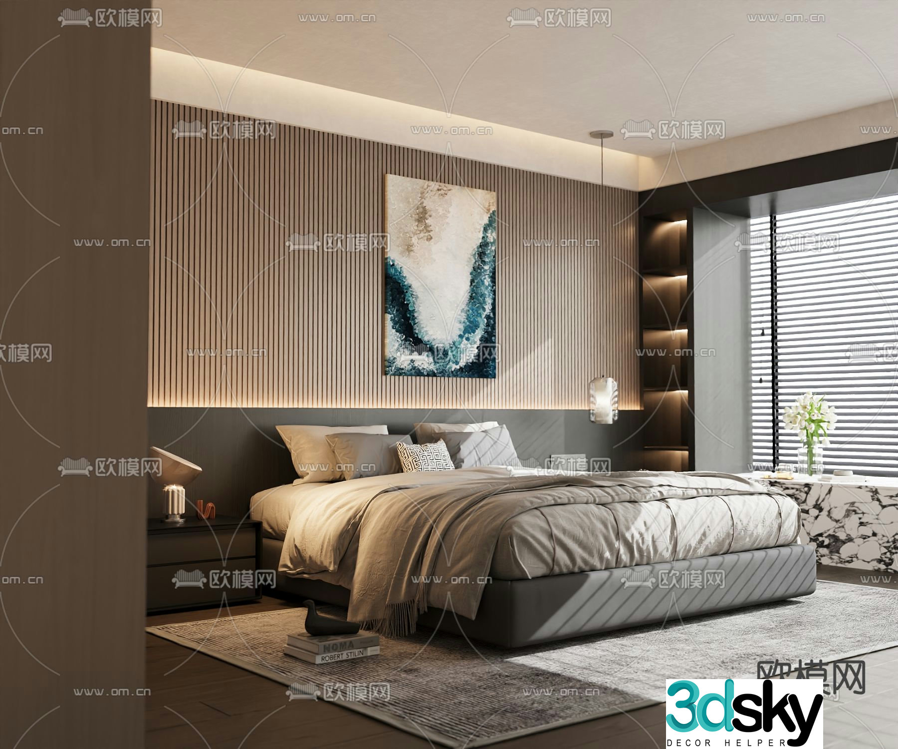 Italian double bed 3d model