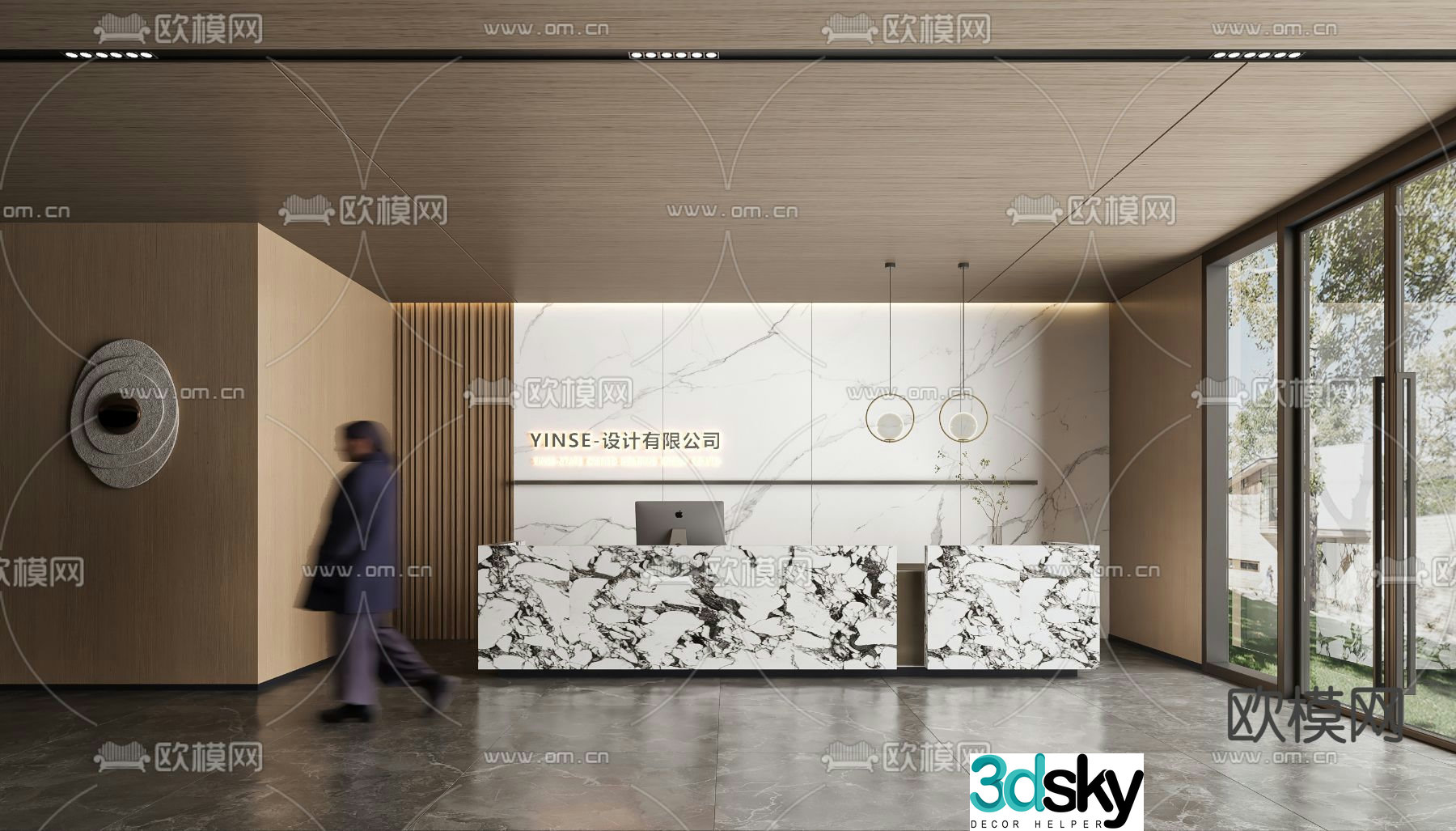 Modern company front desk reception desk 3d model