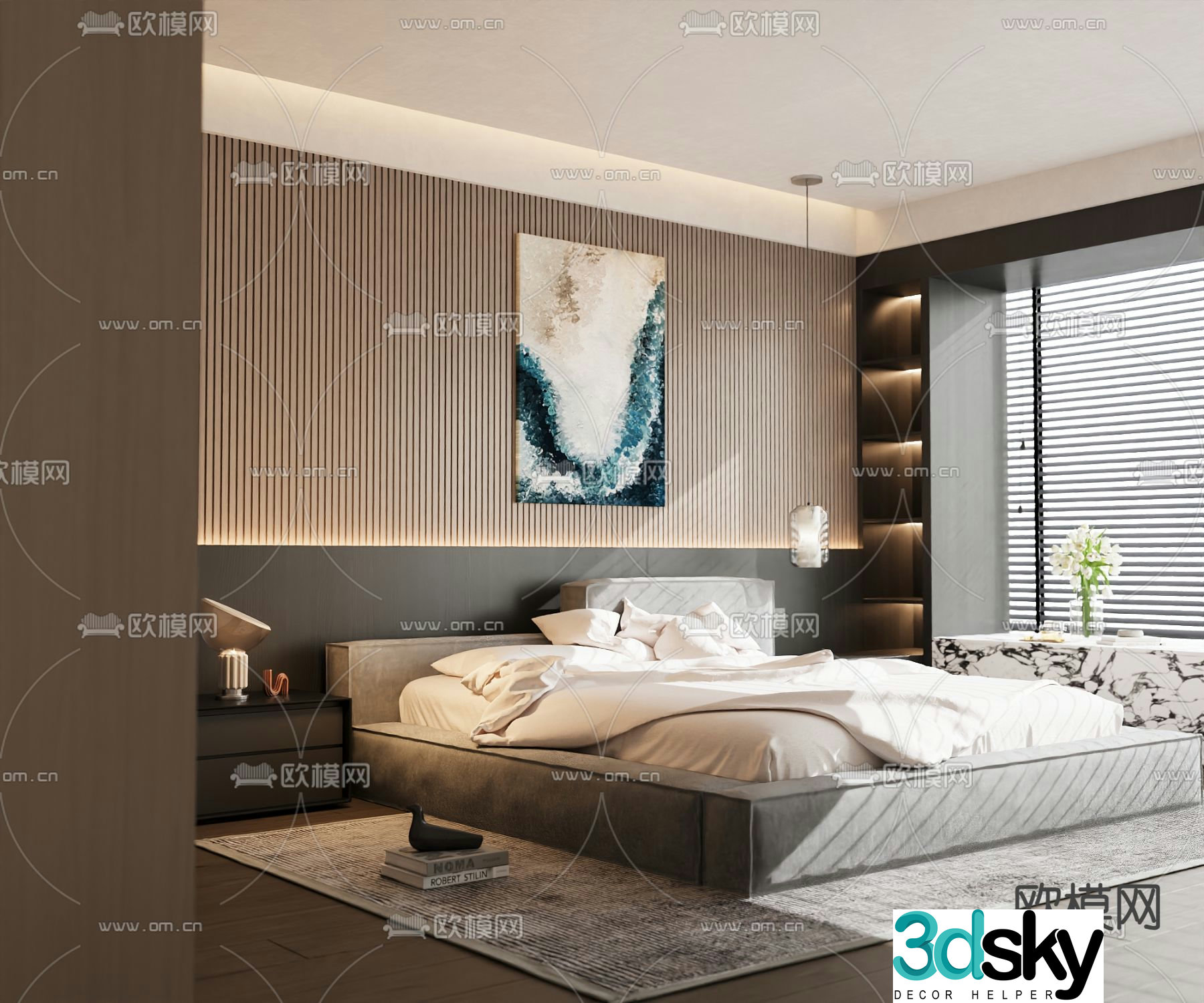 Modern double bed 3d model