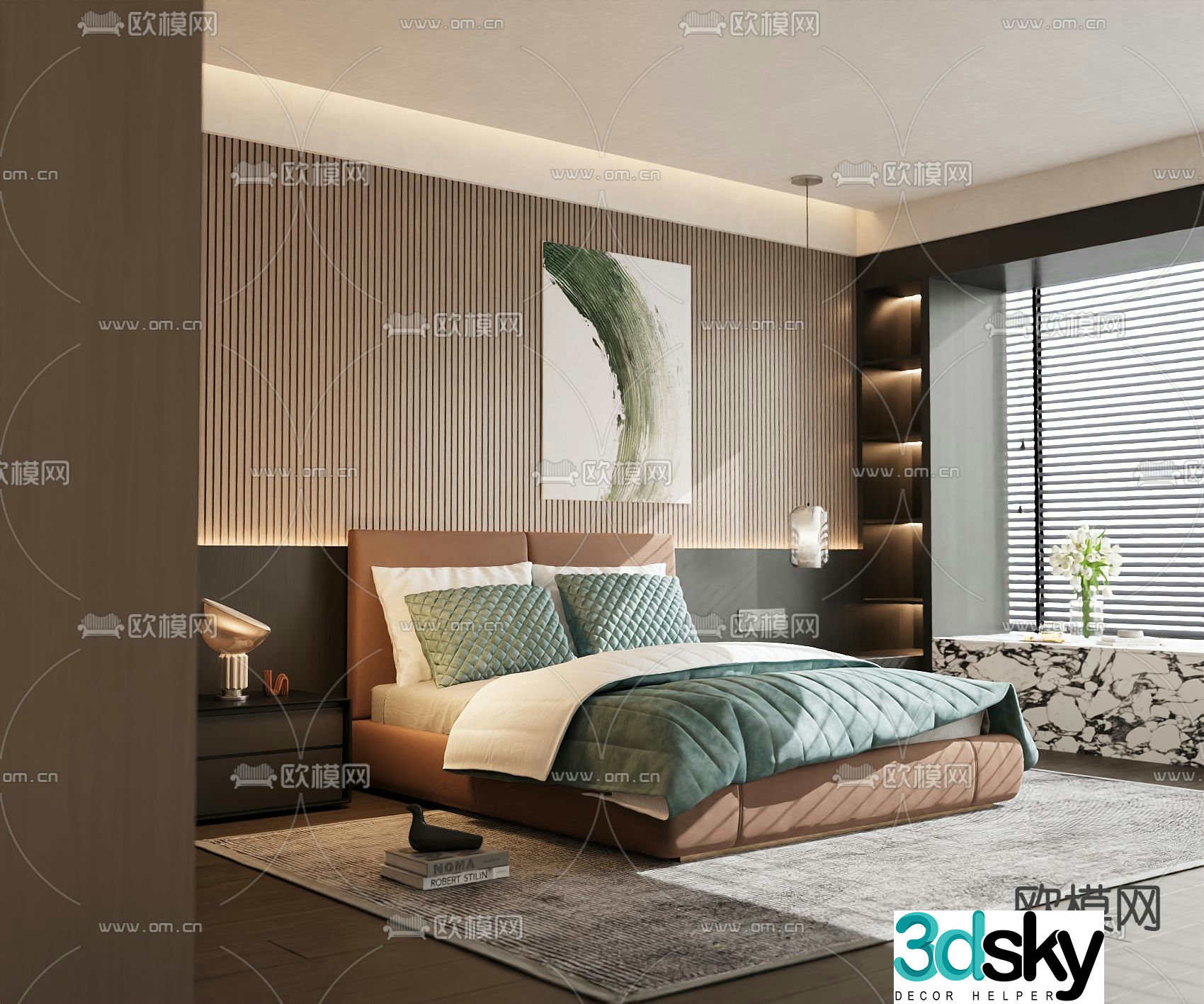 Italian double bed 3d model