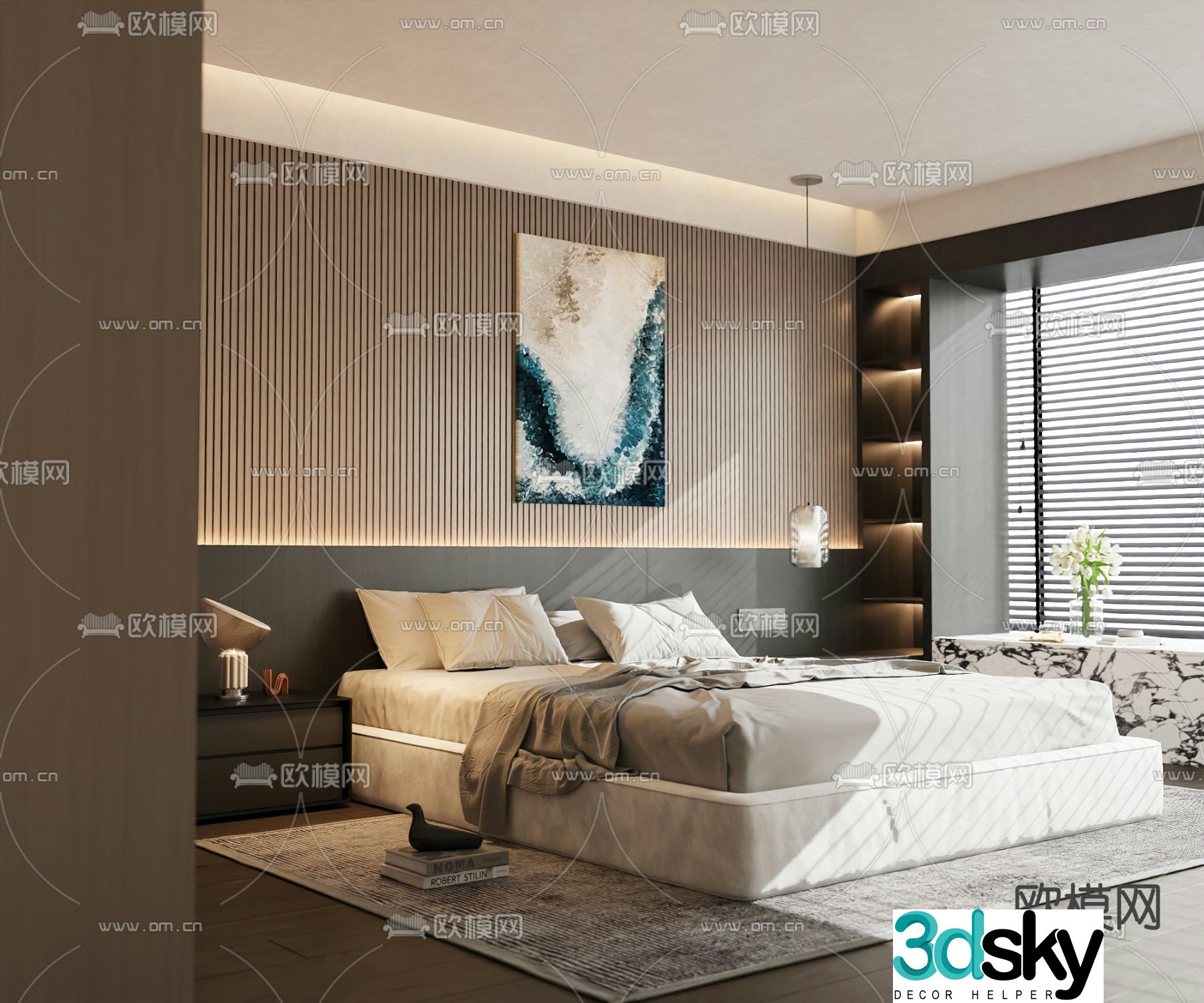 Modern double bed 3d model