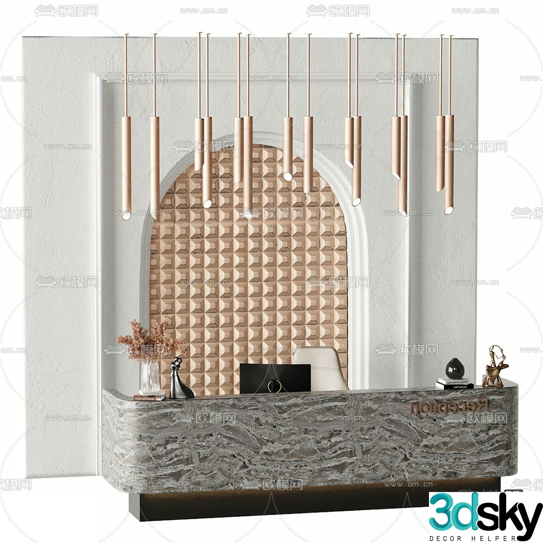 Modern front desk reception desk service desk 3d model