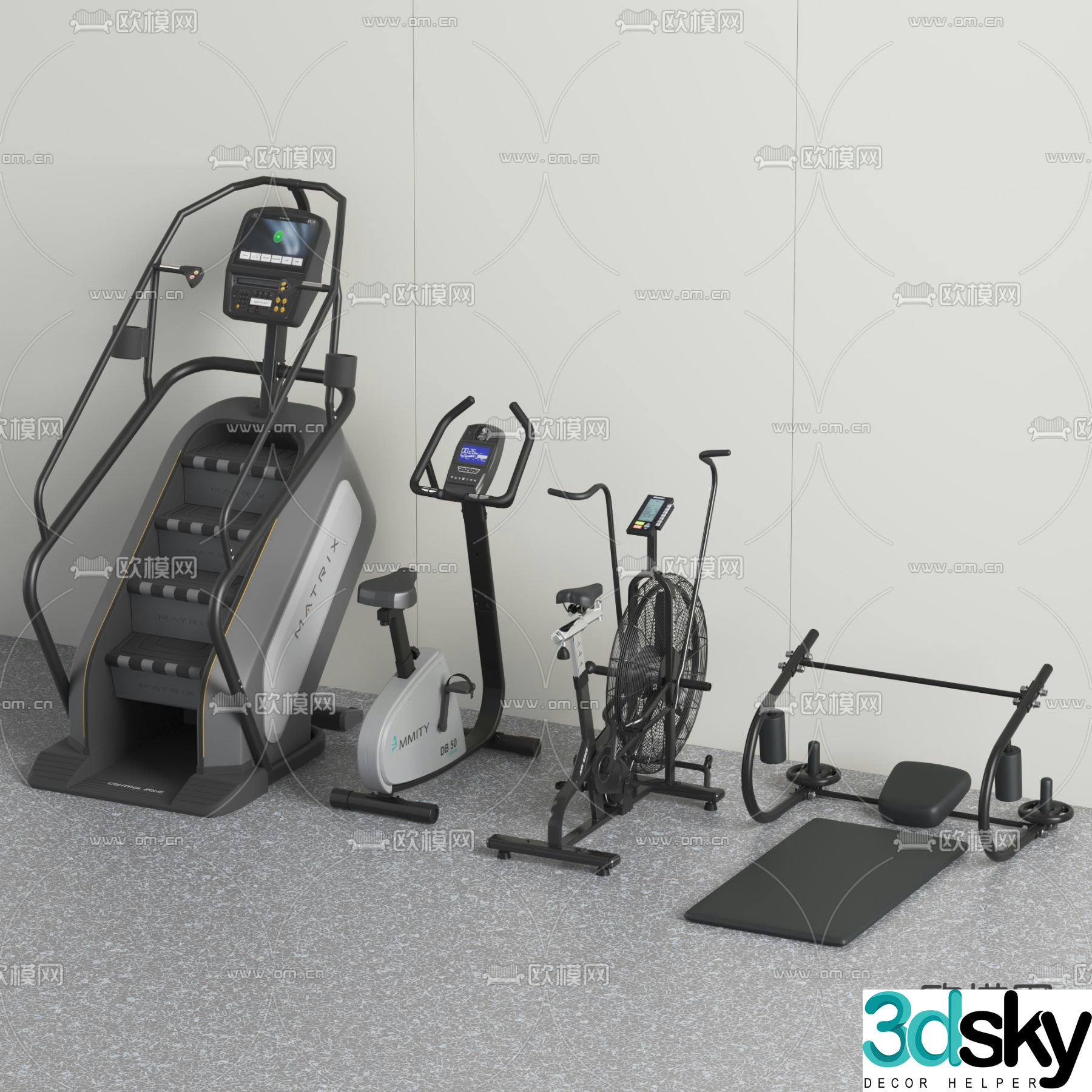 Fitness equipment spinning bike climbing machine 3d model