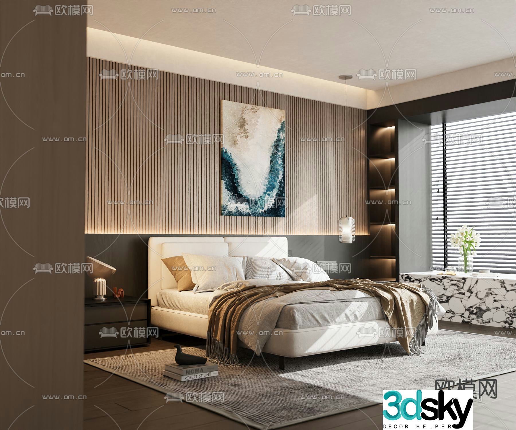 Modern double bed 3d model