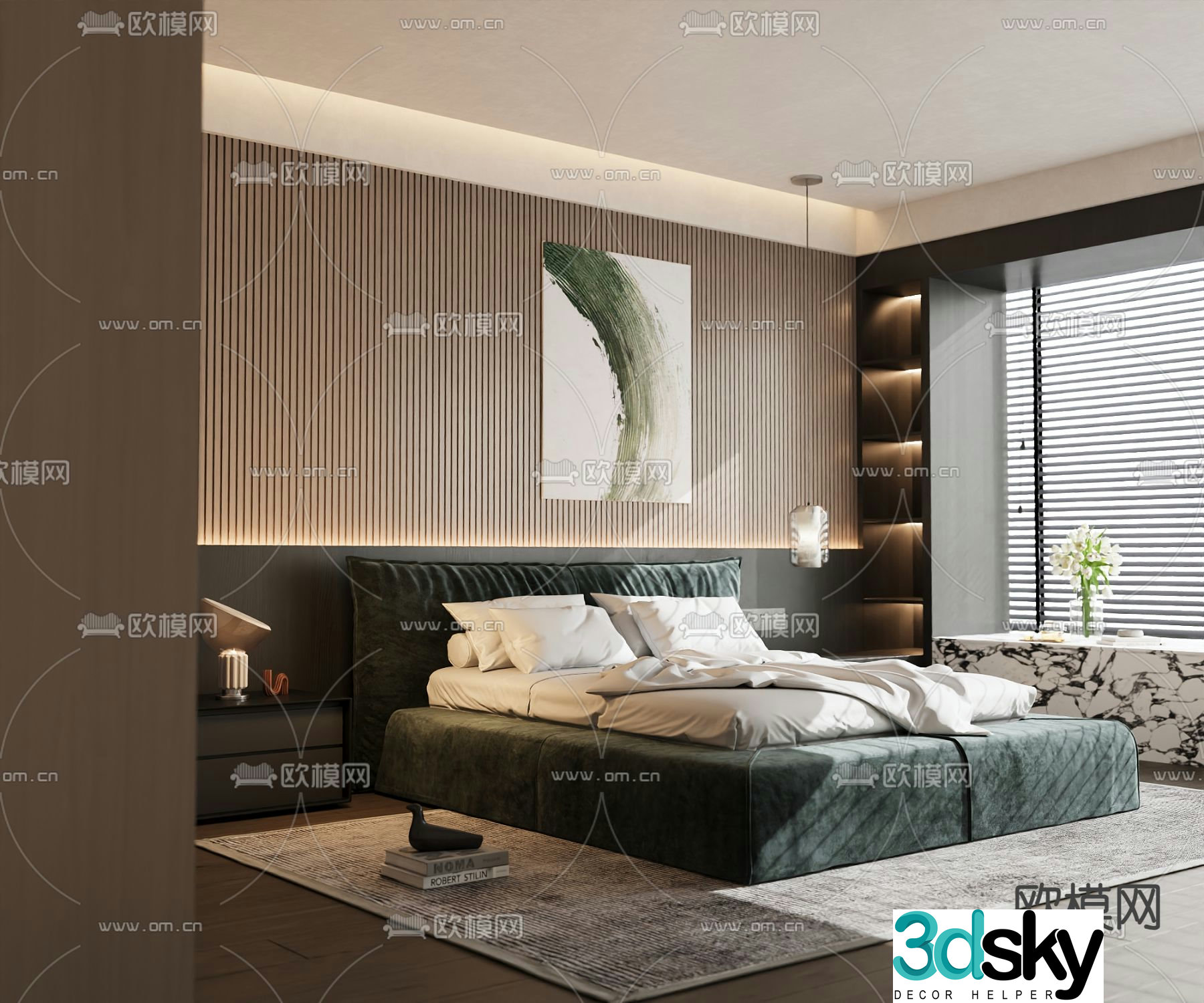 Italian double bed 3d model