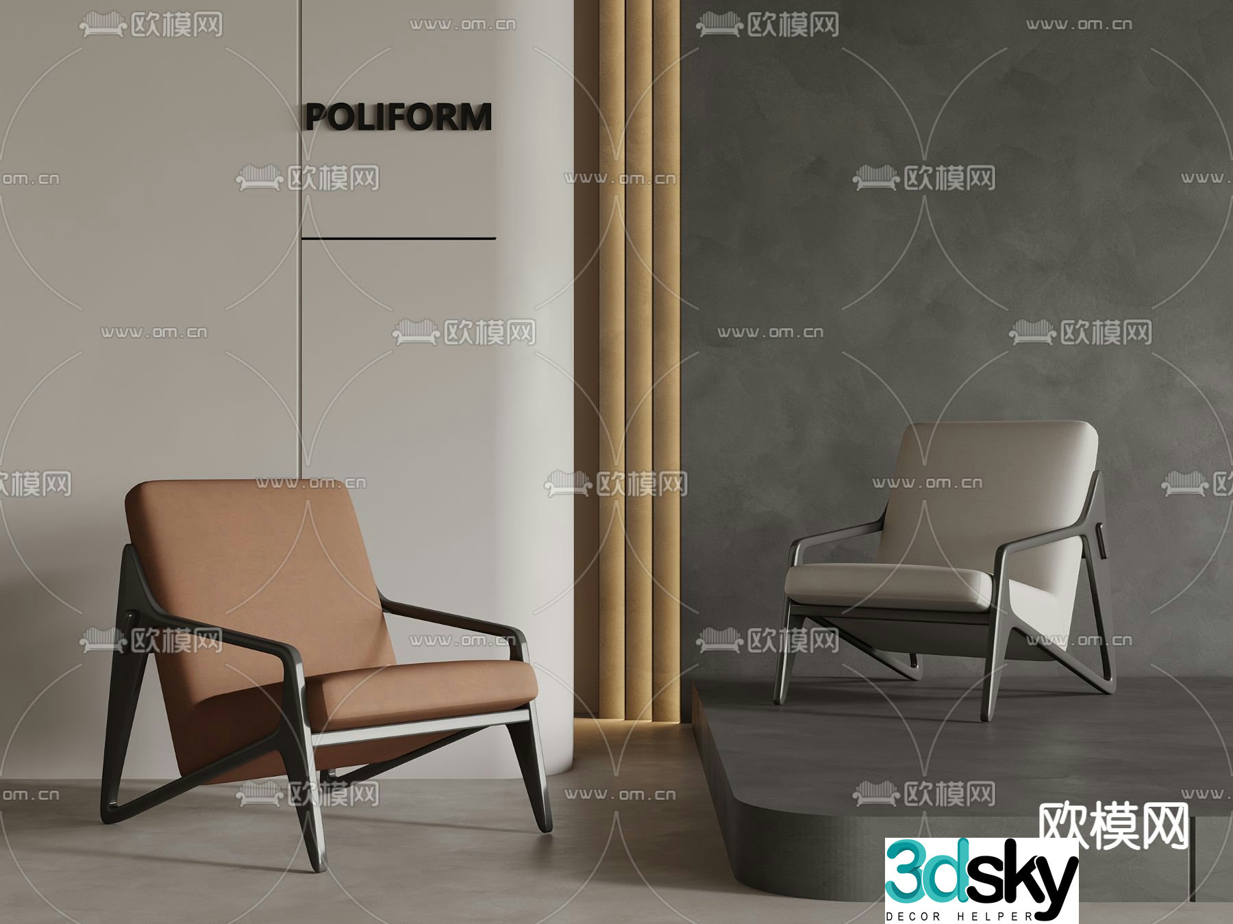 Leather chair lounge chair 3d model