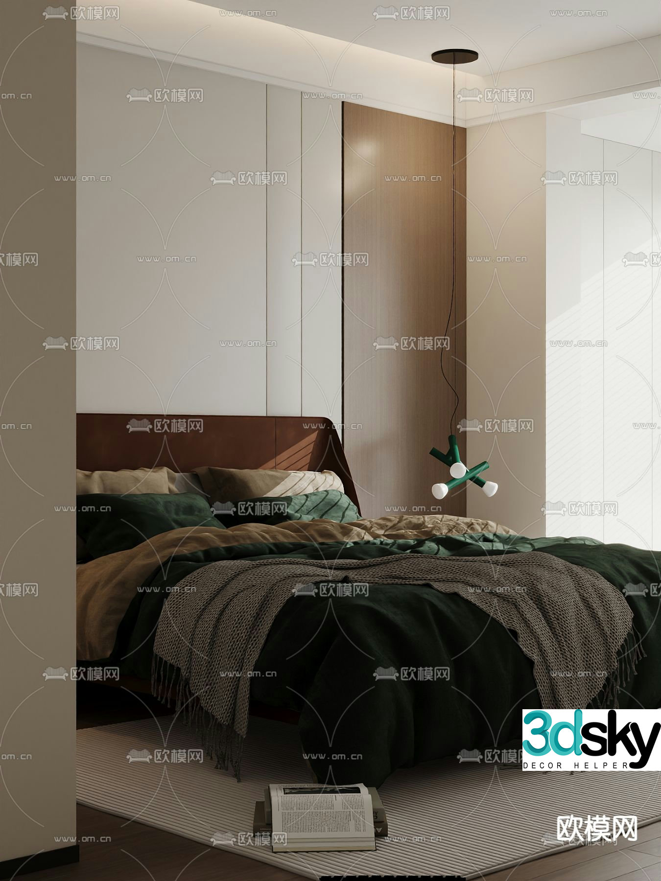 Italian double bed 3d model