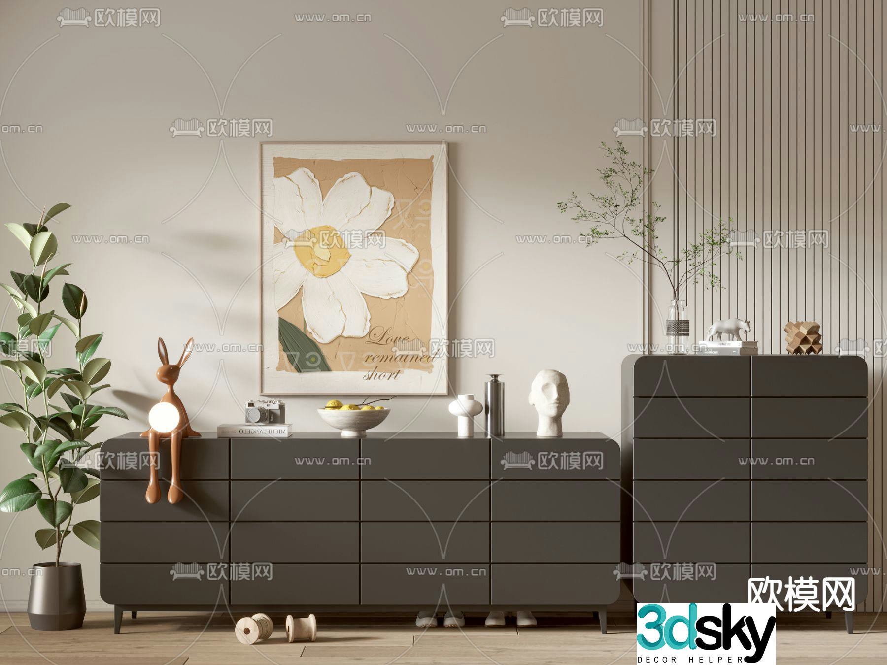 Modern porch shoe cabinet 3d model