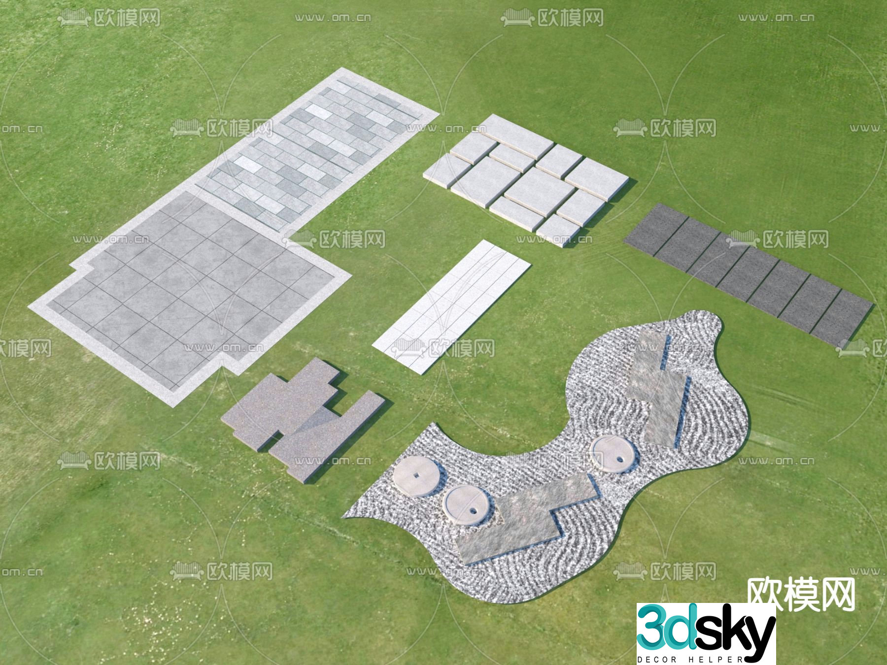 Landscape Garden Road Tingbu Park Tingbu Paving 3D model