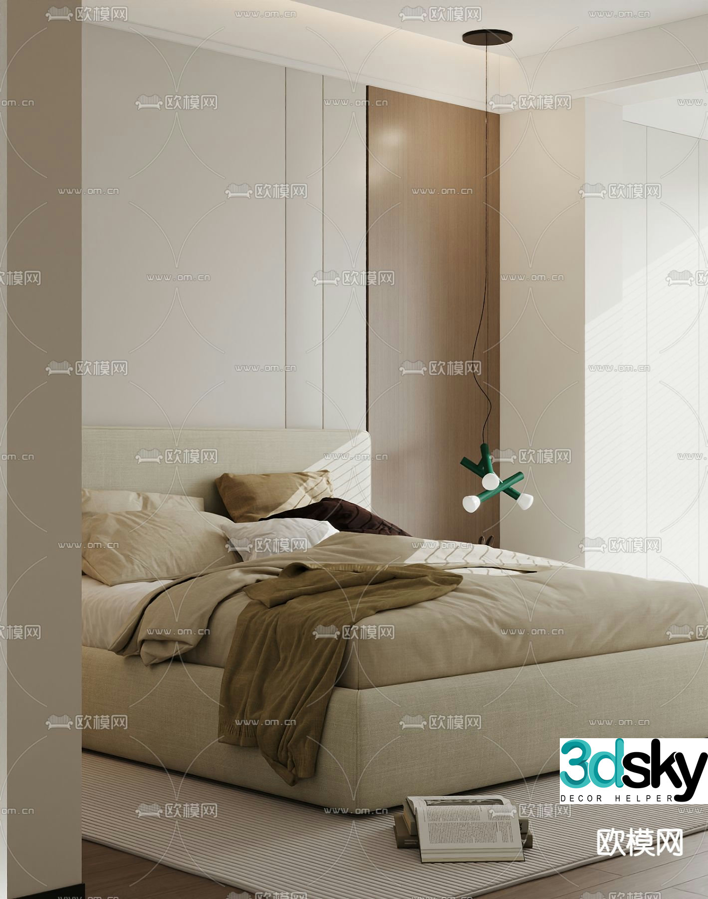Modern double bed 3d model
