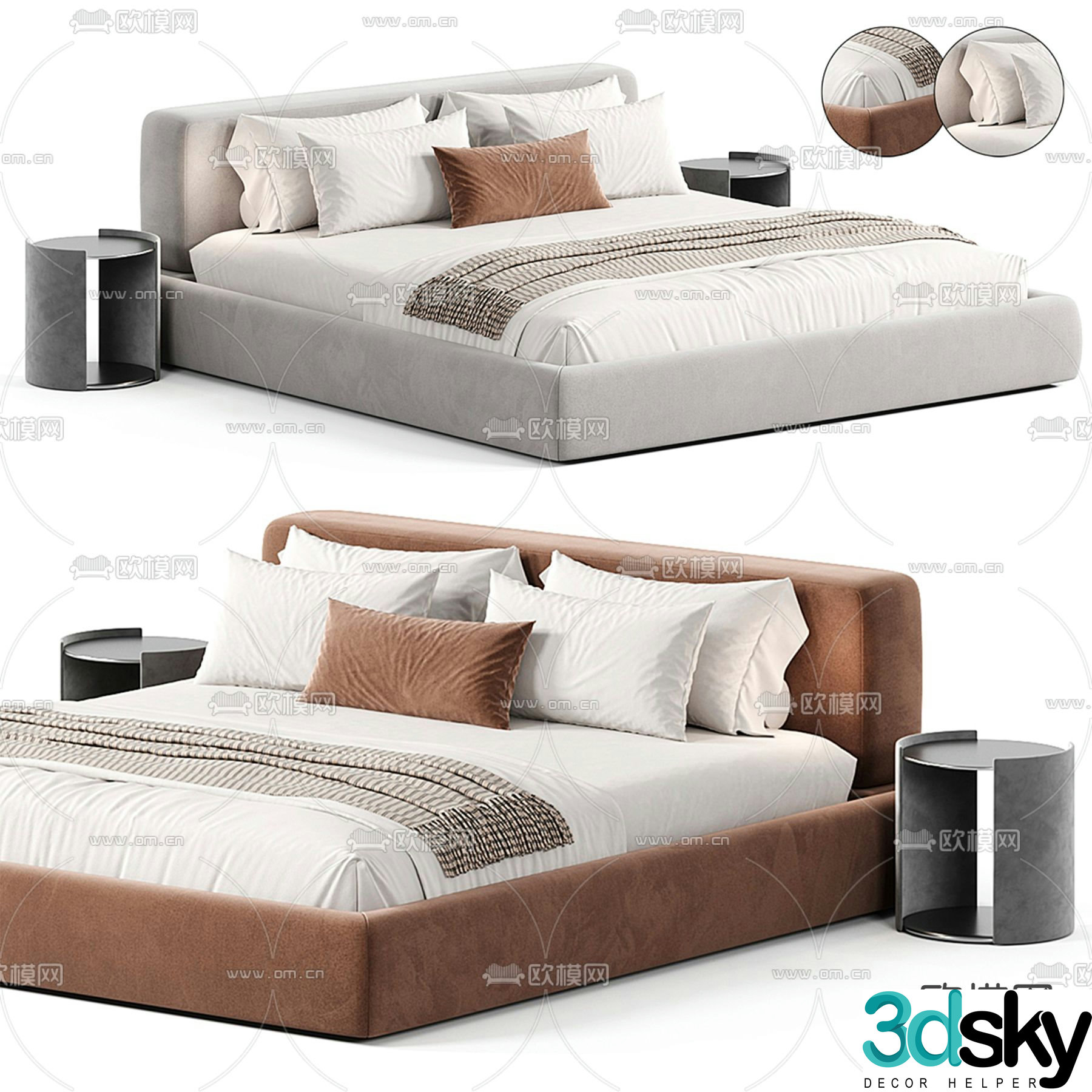 Italian double bed 3d model
