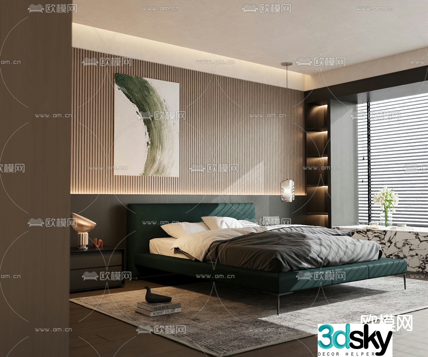 Italian double bed 3d model