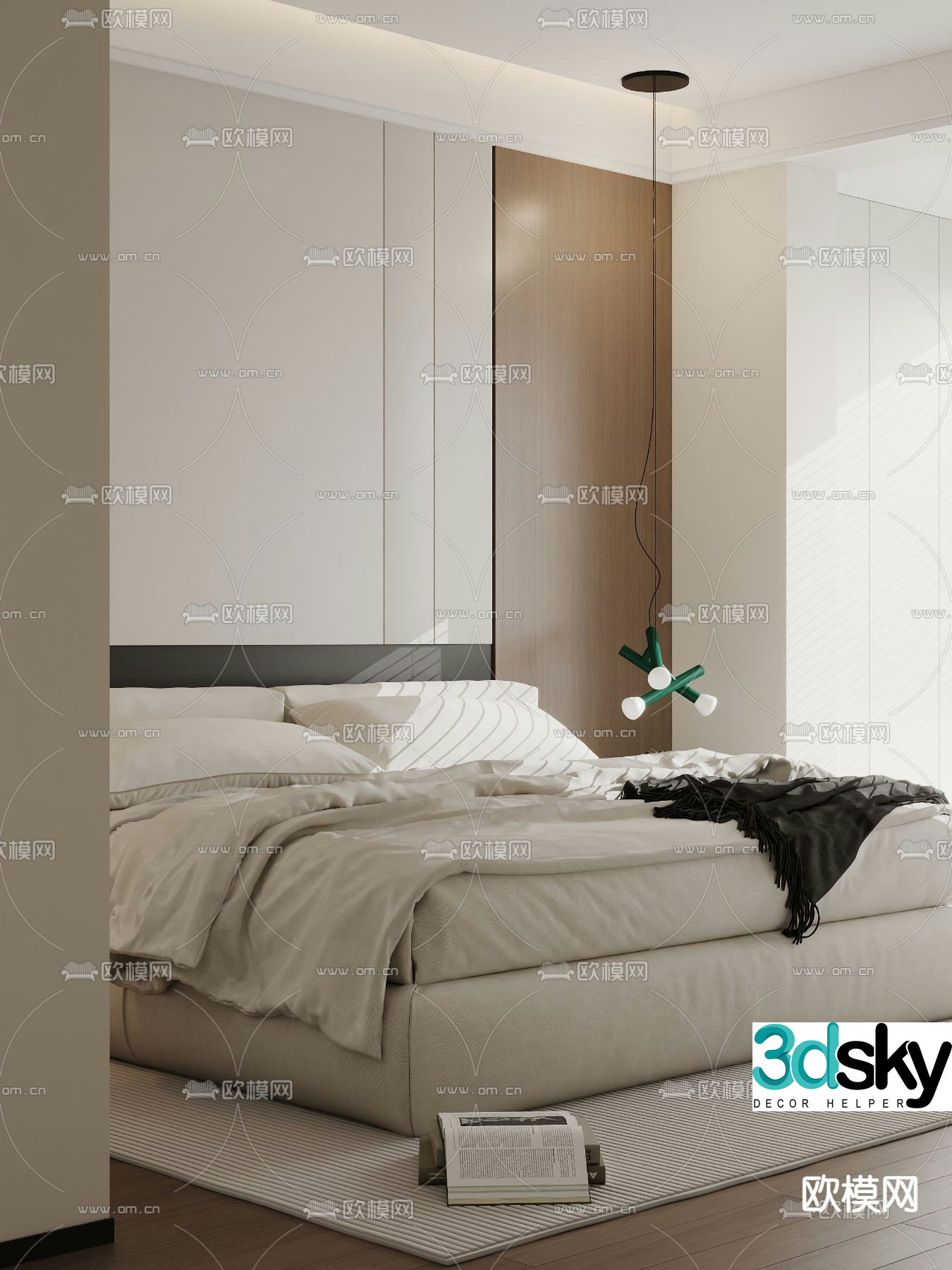 Modern double bed 3d model