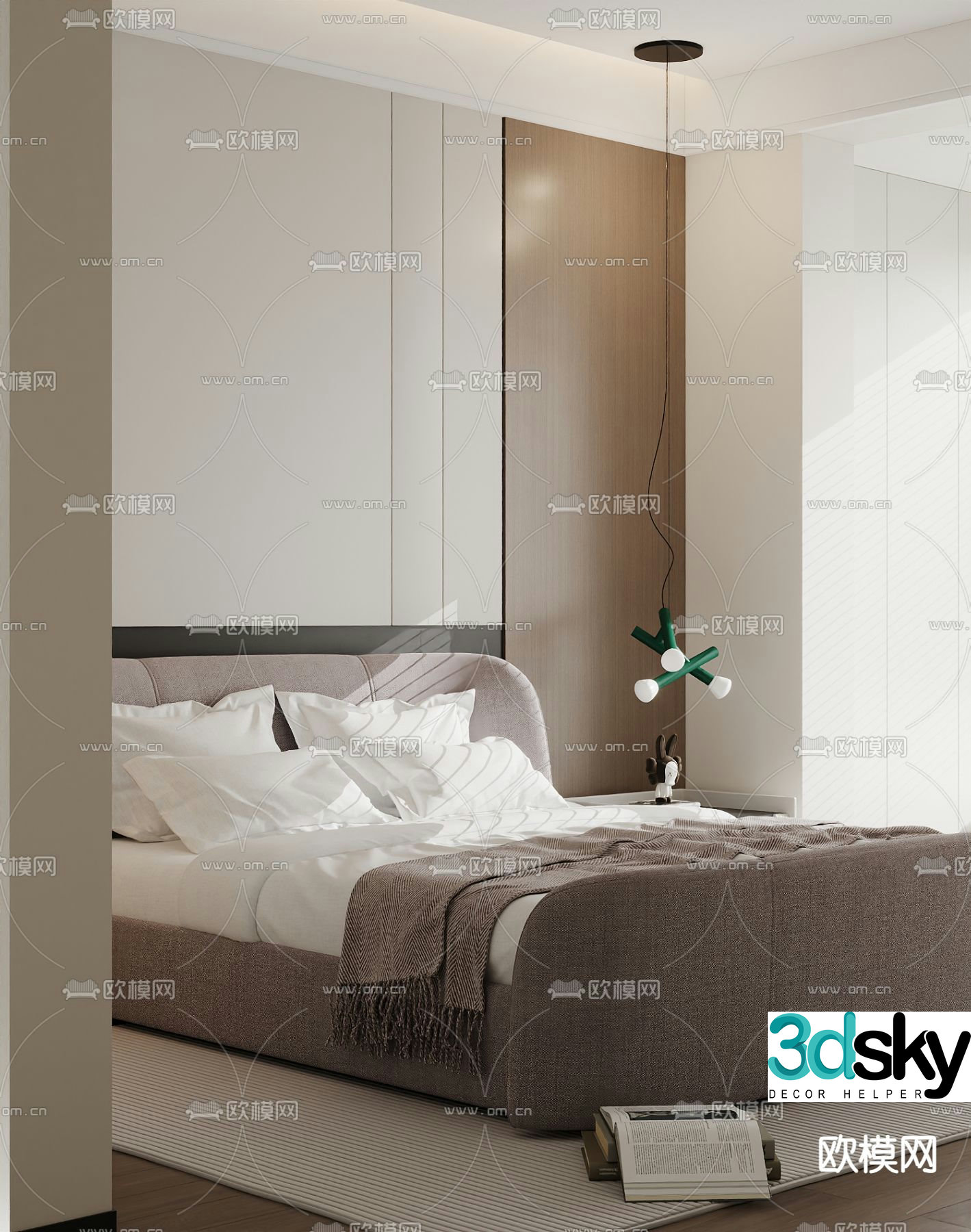 Modern double bed 3d model