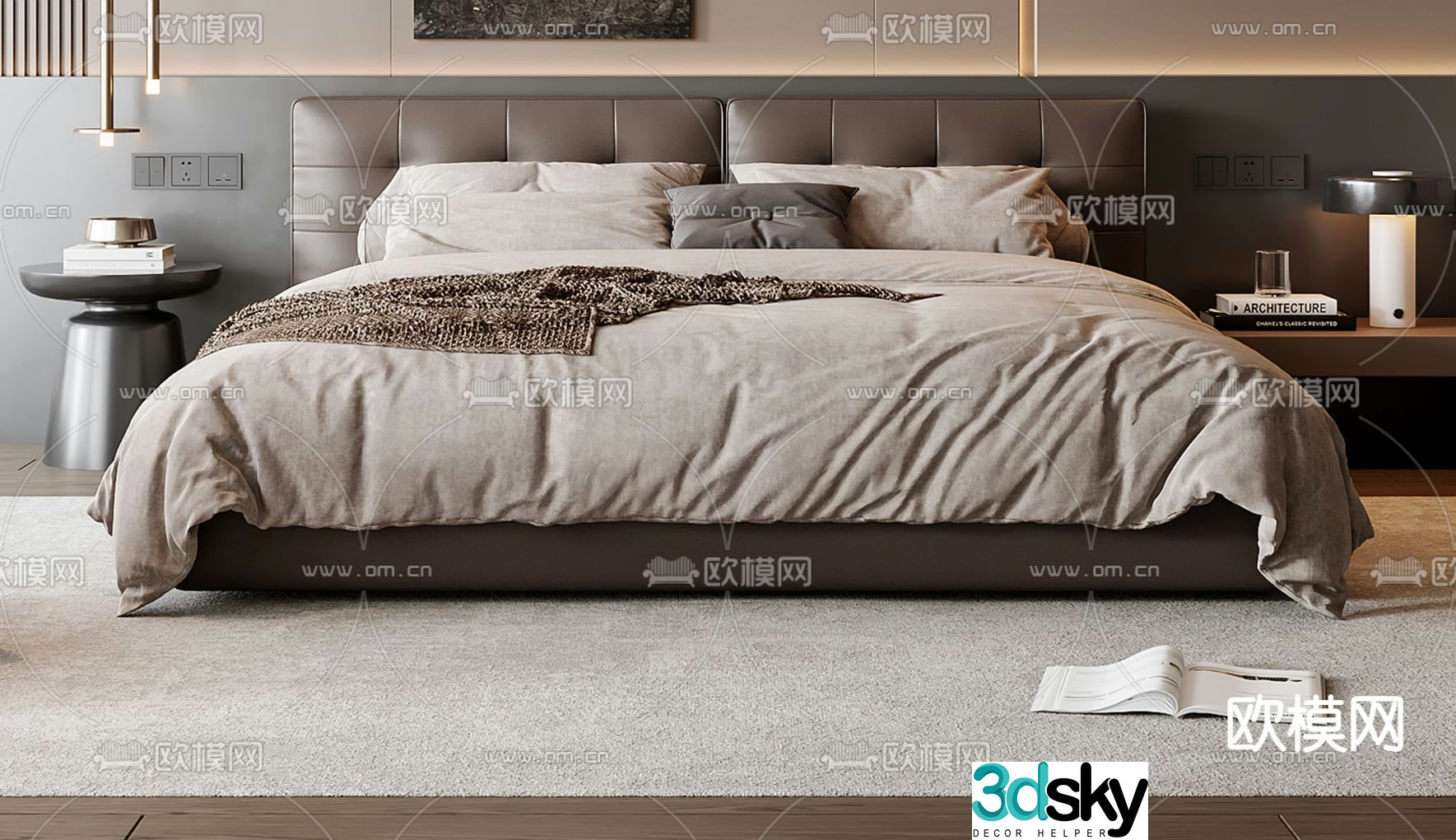 Italian double bed 3d model