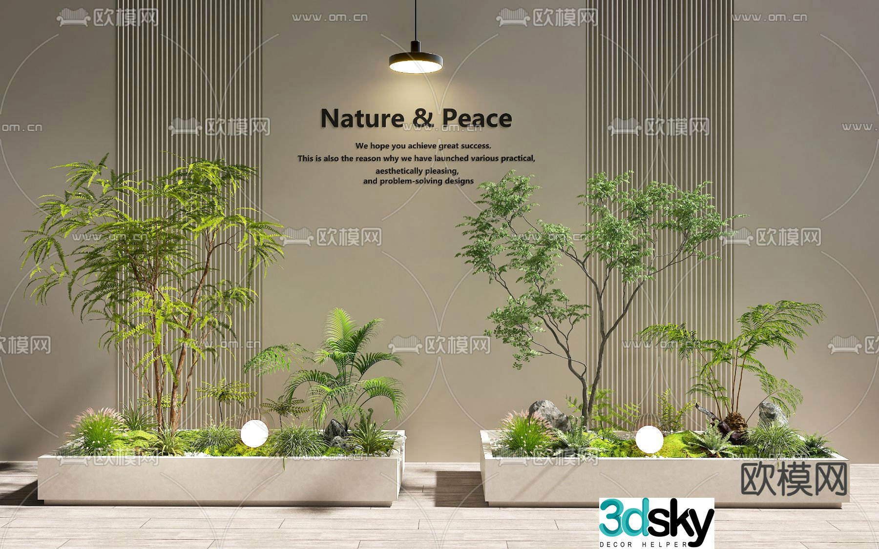 Indoor landscape courtyard landscape sketch 3d model