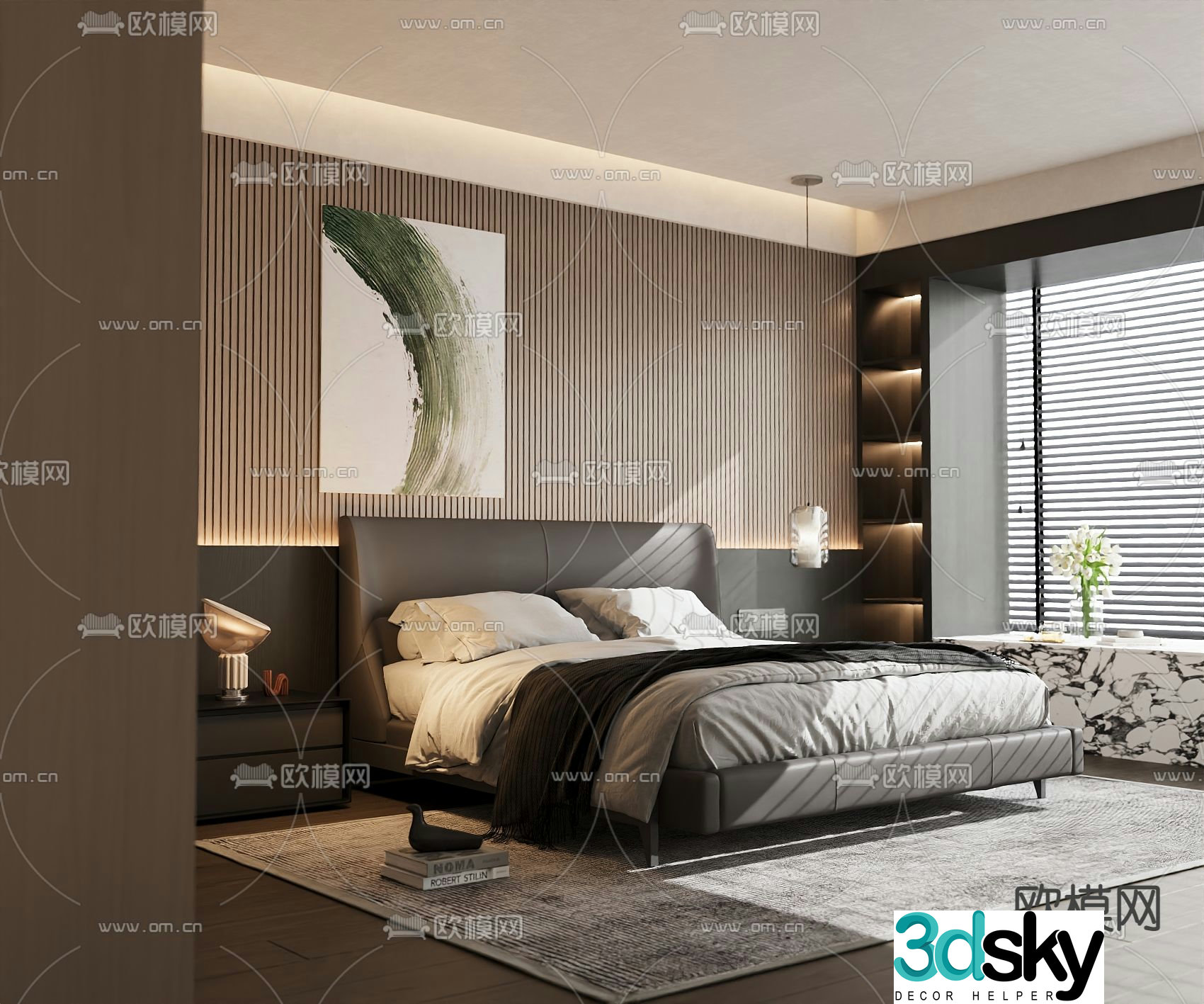 Italian double bed 3d model