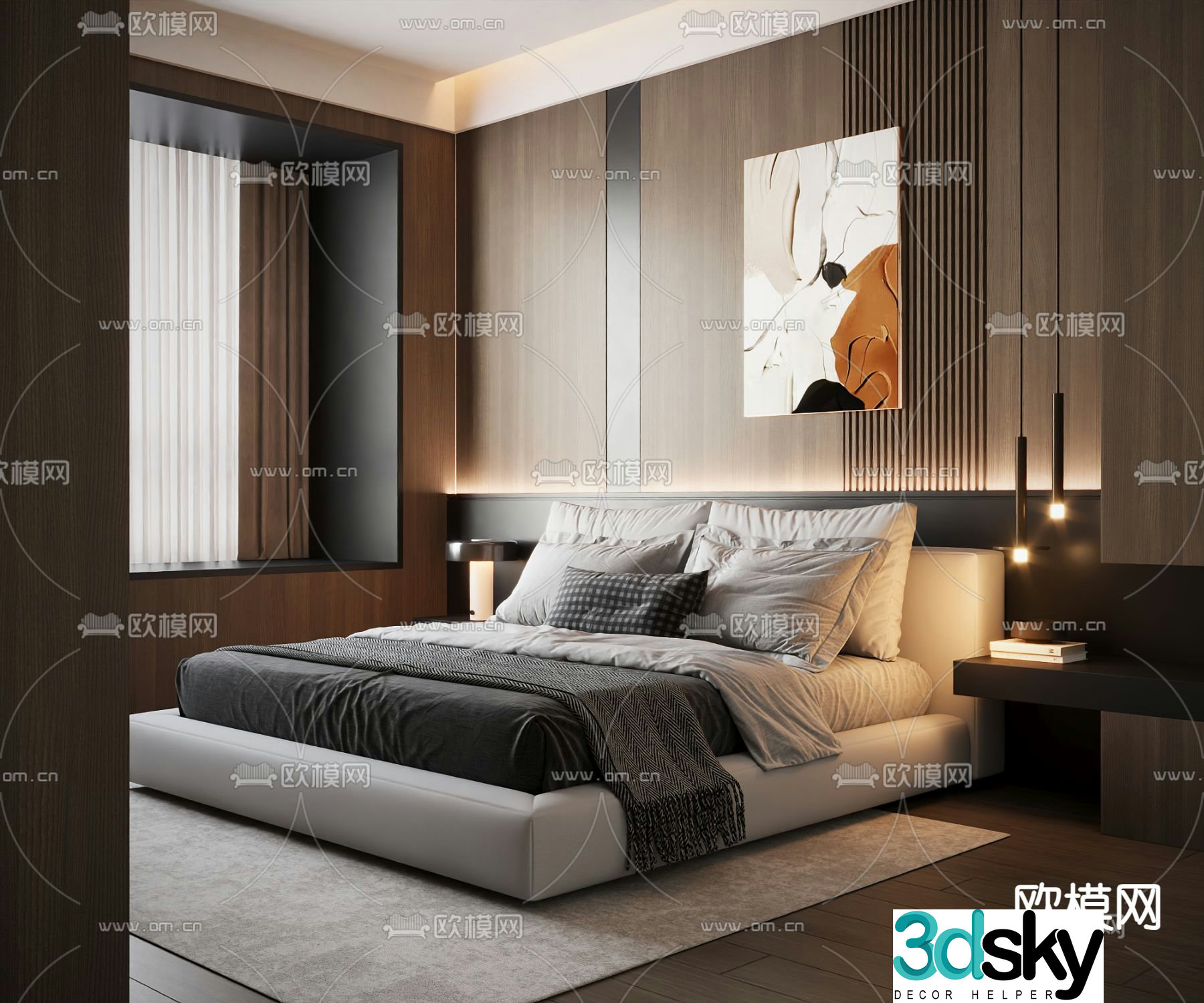 Italian double bed 3d model