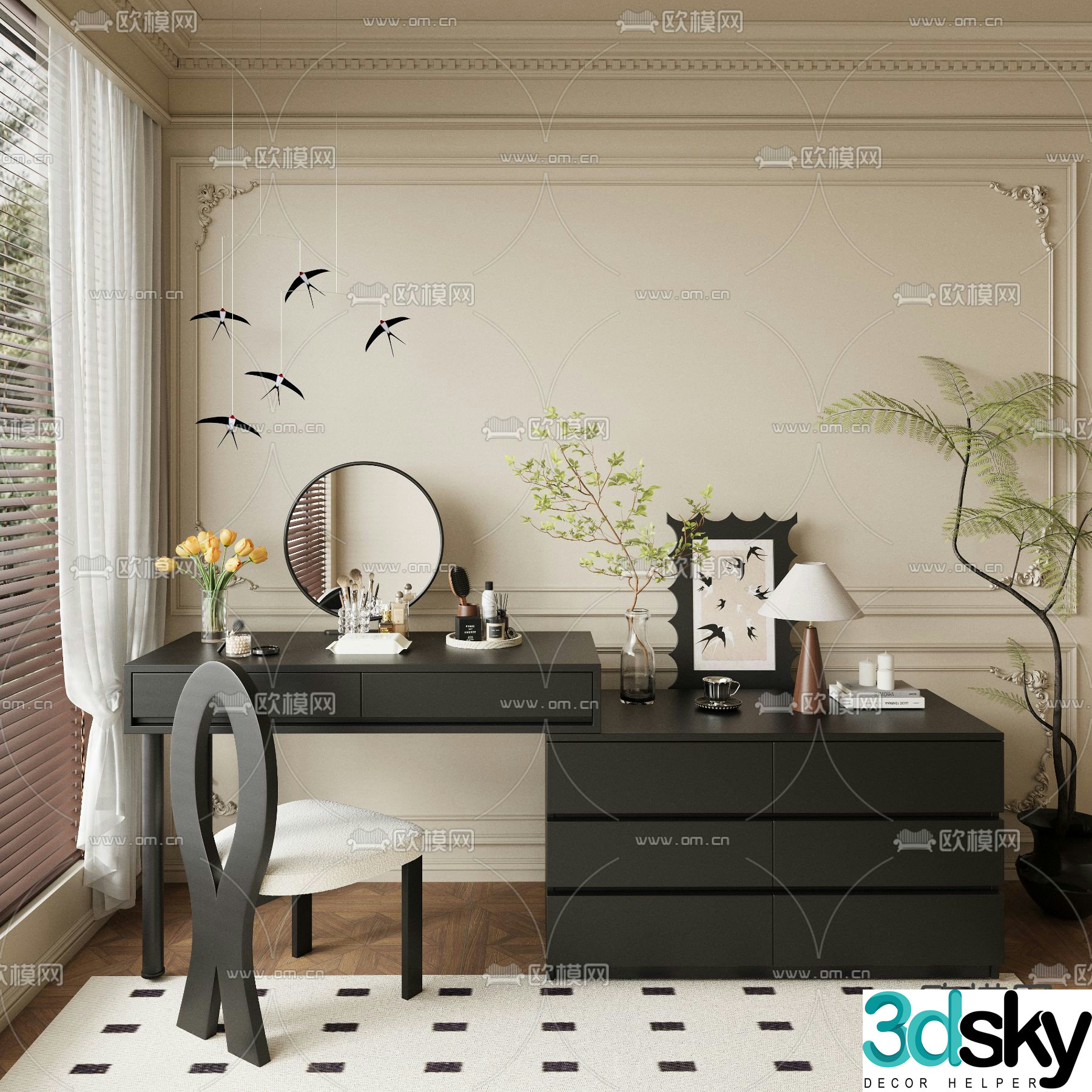 Medieval style dressing table 3d model
