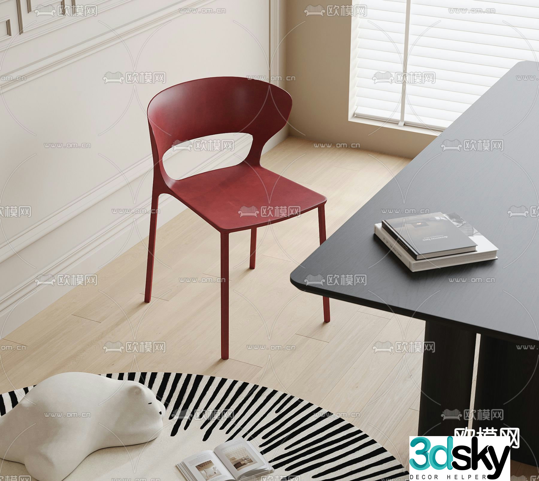 Modern dining chair single chair 3d model