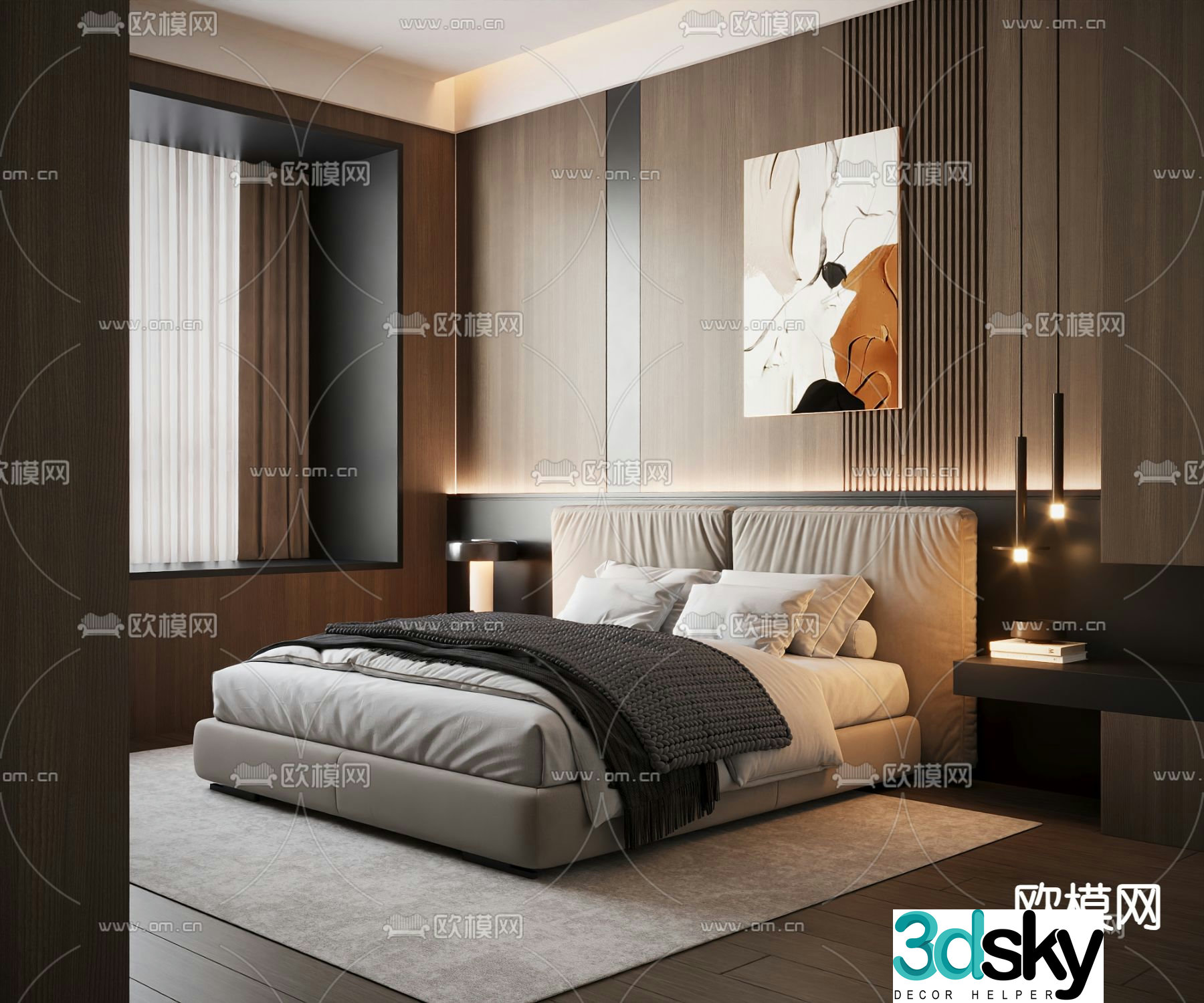 Italian double bed 3d model
