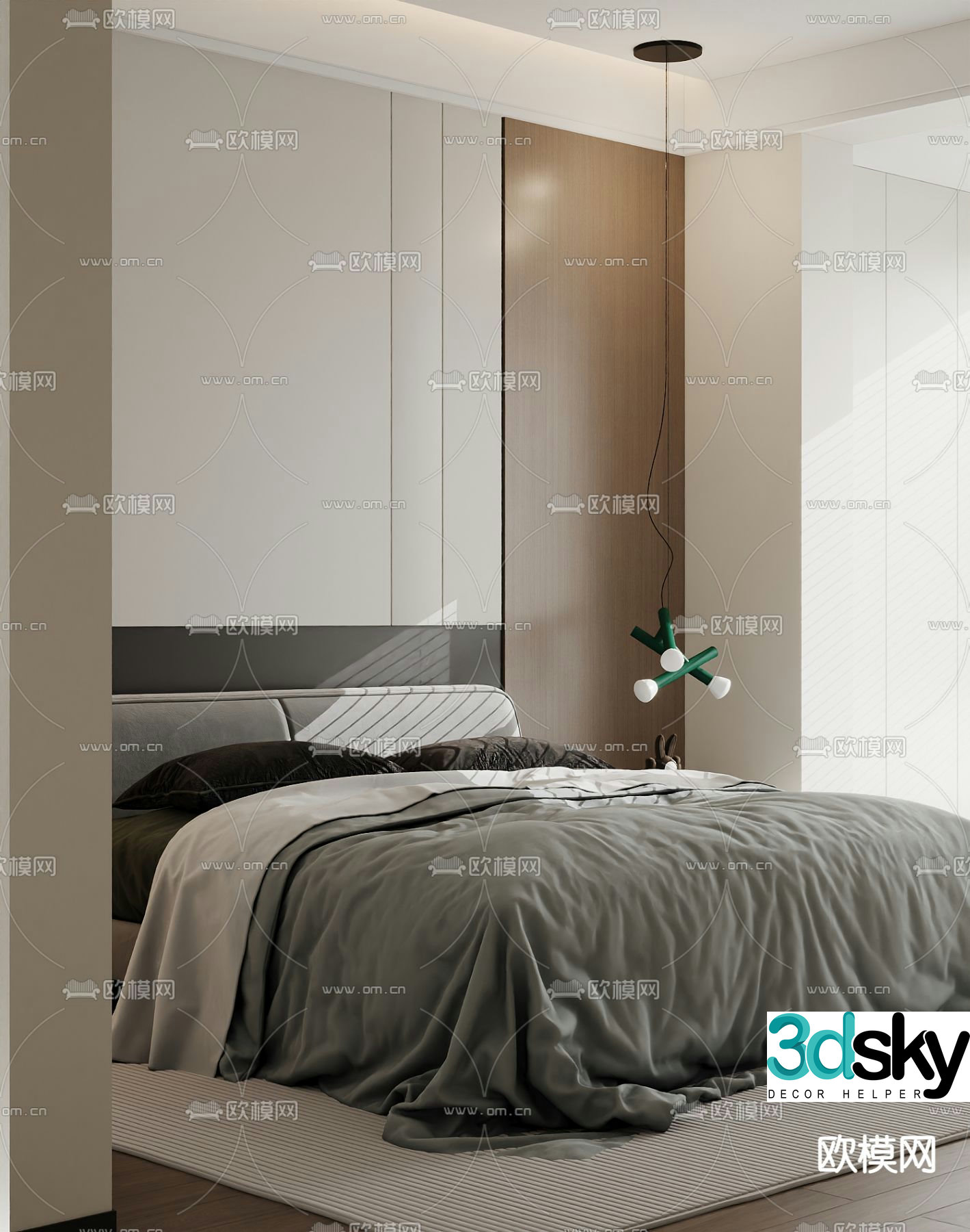 Modern double bed 3d model