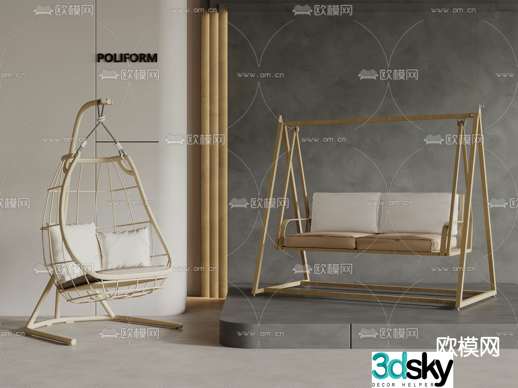 modern swing chair hanging chair 3d model